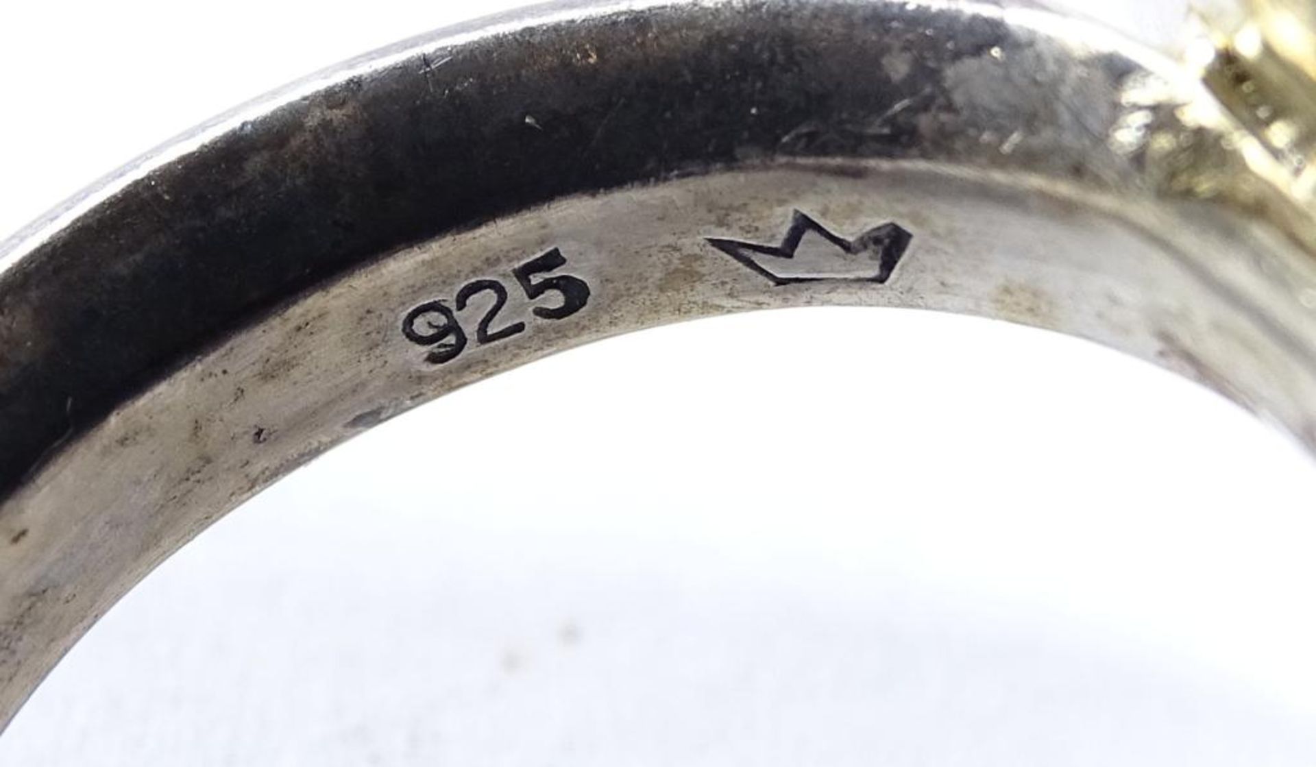 Schwerer Silberring -925-, mit Zirkon und Koralle?`, 22,6gr., RG 56 - Bild 6 aus 6