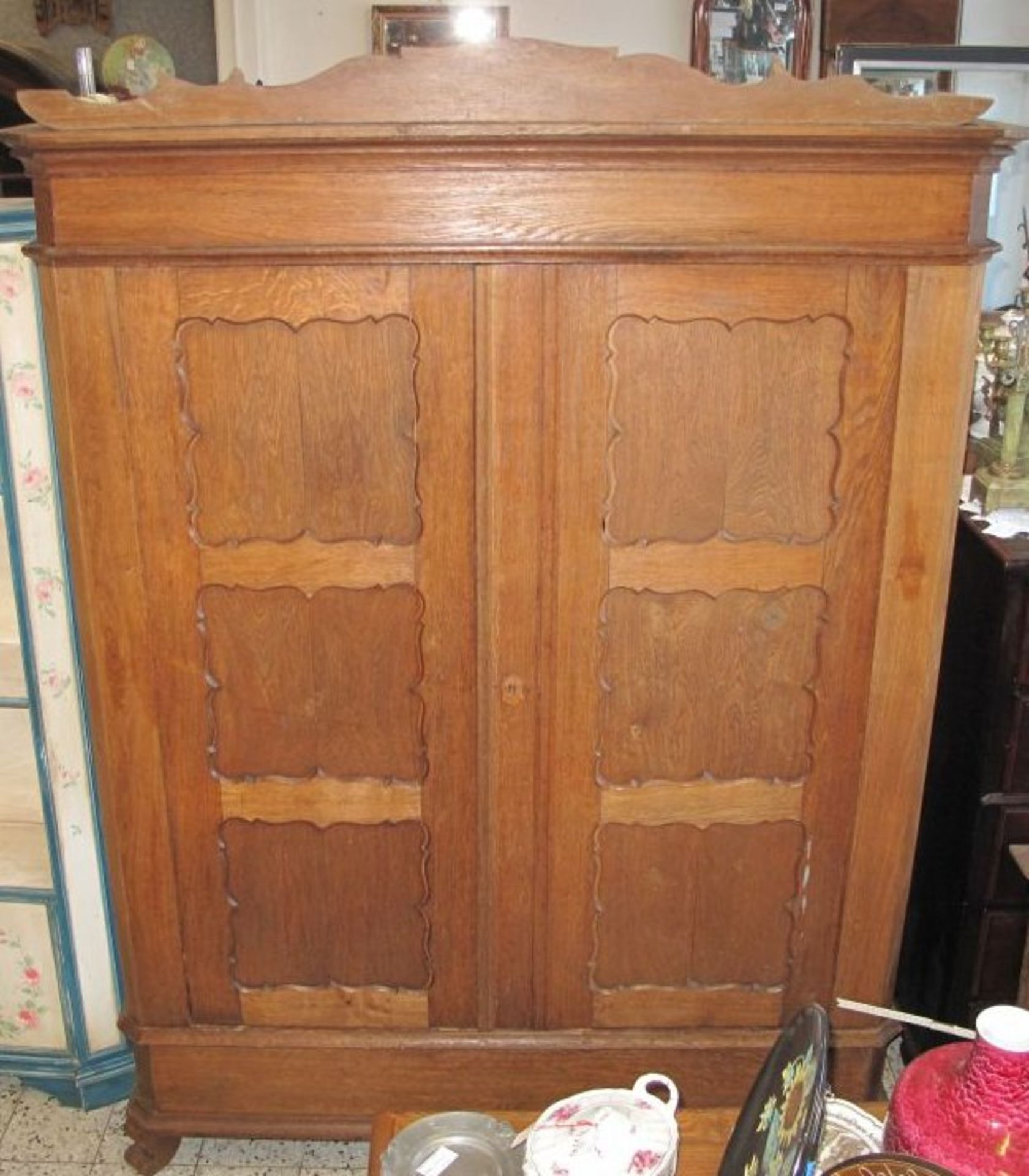 2türiger Wäscheschrank, 19. Jhd., Weichholz, H-203cm B-142cm T-53cm