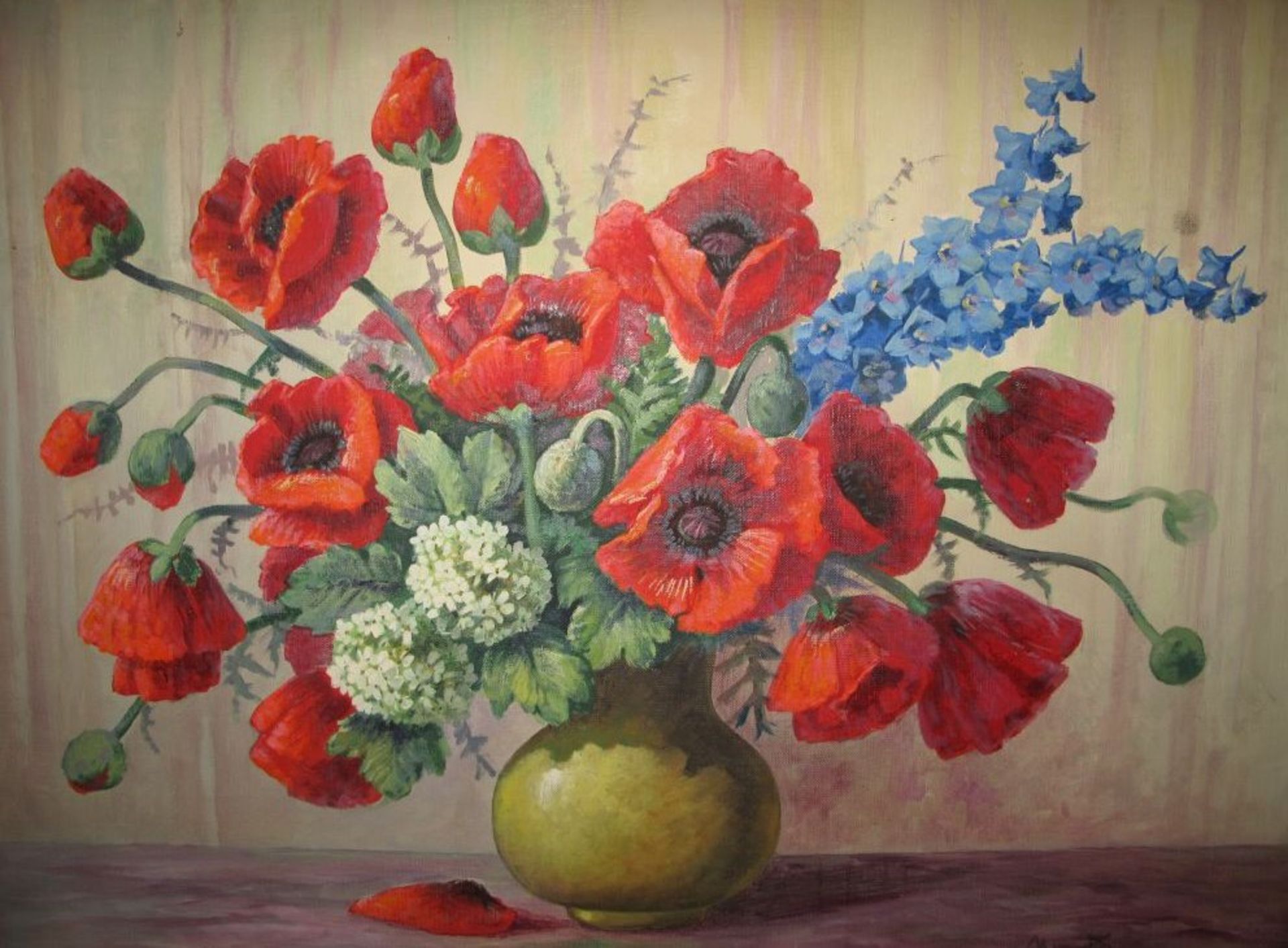 Nortmann "Mohn in Vase", Öl/Leinwand, ungerahmt, 60x 80c