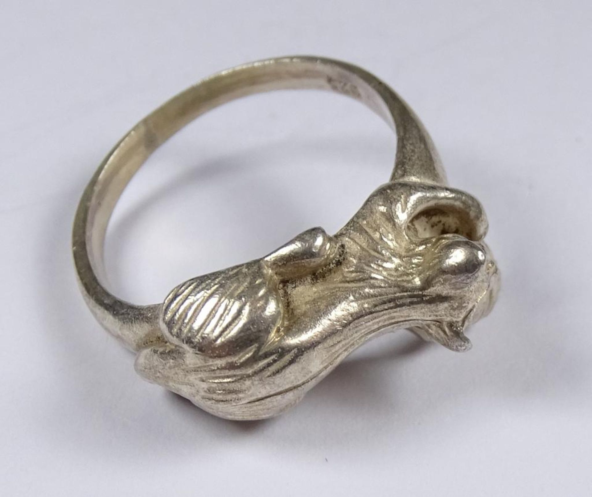Ring,Silber -925-,spielende Katze, 6,2gr.,RG 57