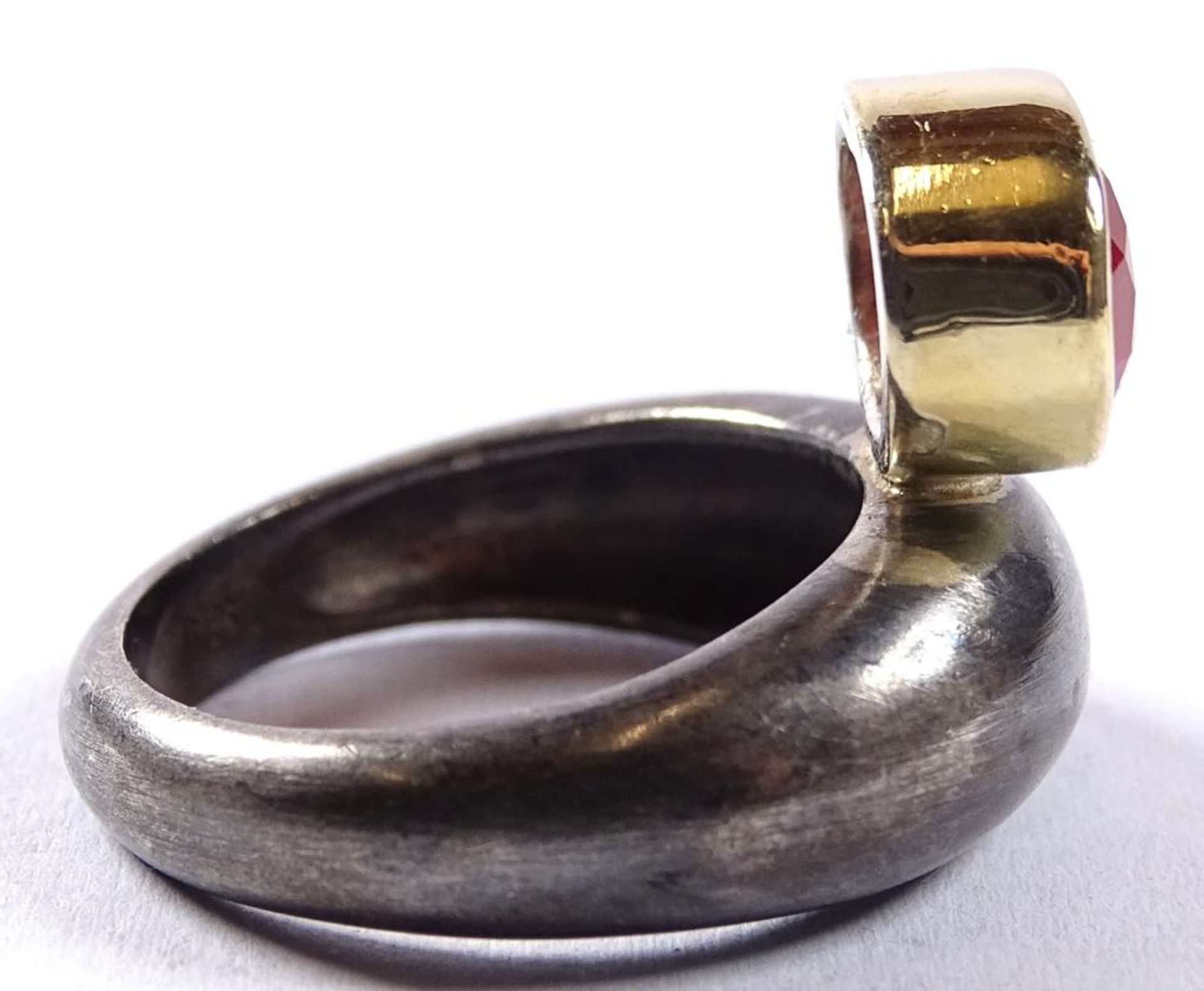 Ring,Silber+Gold 18K,,roter Stein,8,5gr., RG 54 - Bild 3 aus 5