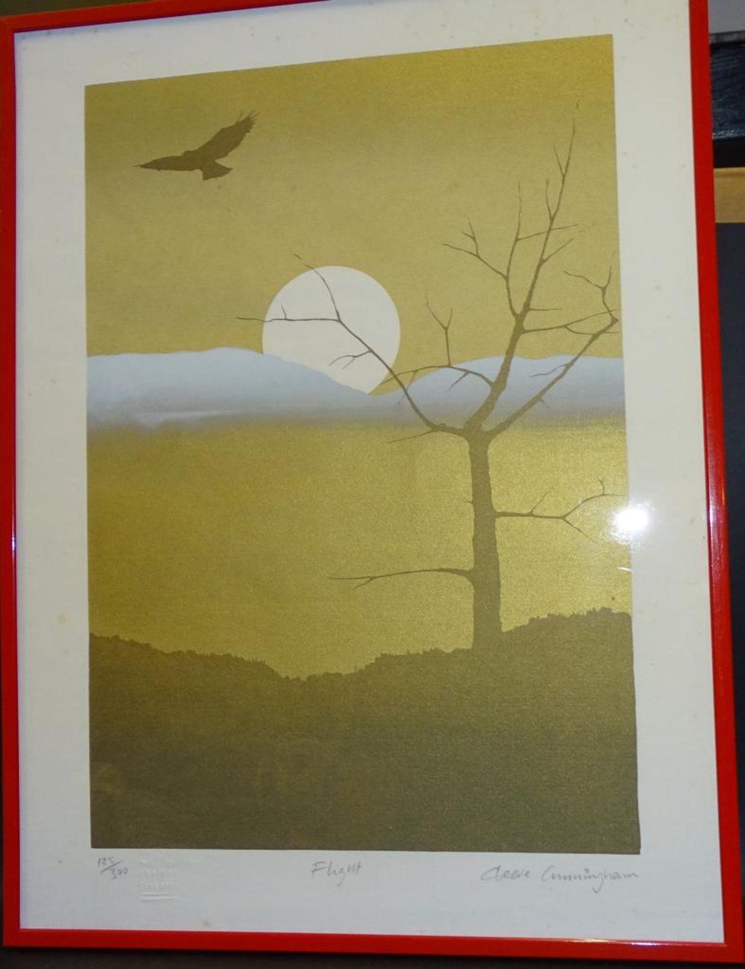 Lithografie,Bildprägung, 125/300, "Flight", signiert,Cunningham,RG 40x30c - Bild 4 aus 7