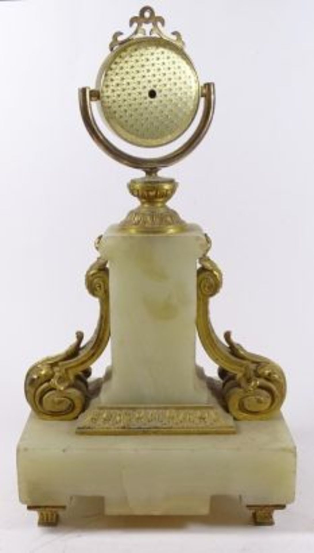 Thermomether auf Marmorstand (wohl früher Uhr-Stand) emaillierte Platten und feuervergoldete - Bild 4 aus 4