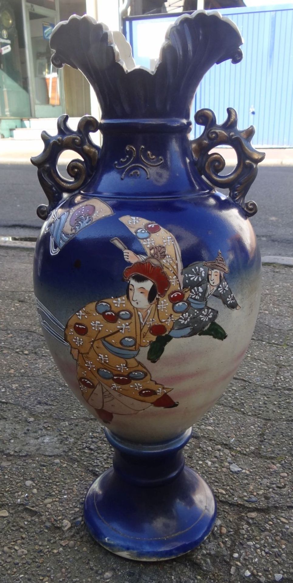 grosse China-Vase, aufwendig bemalt, H-63 cm