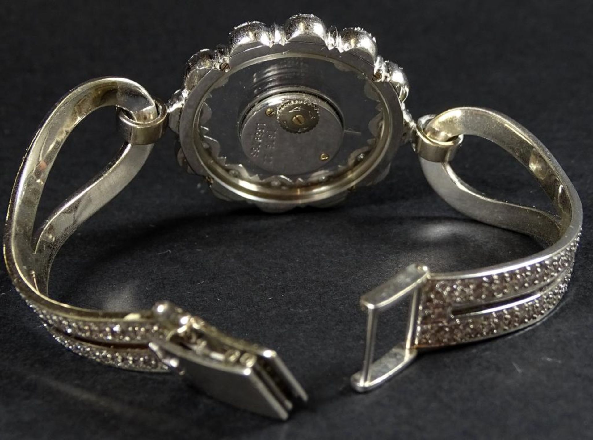 Mechanische"Jaeger le Coultre " Damen Armbanduhr, Weißgold 750/000,Werk läuft, ca.460 Brillanten - Bild 3 aus 10
