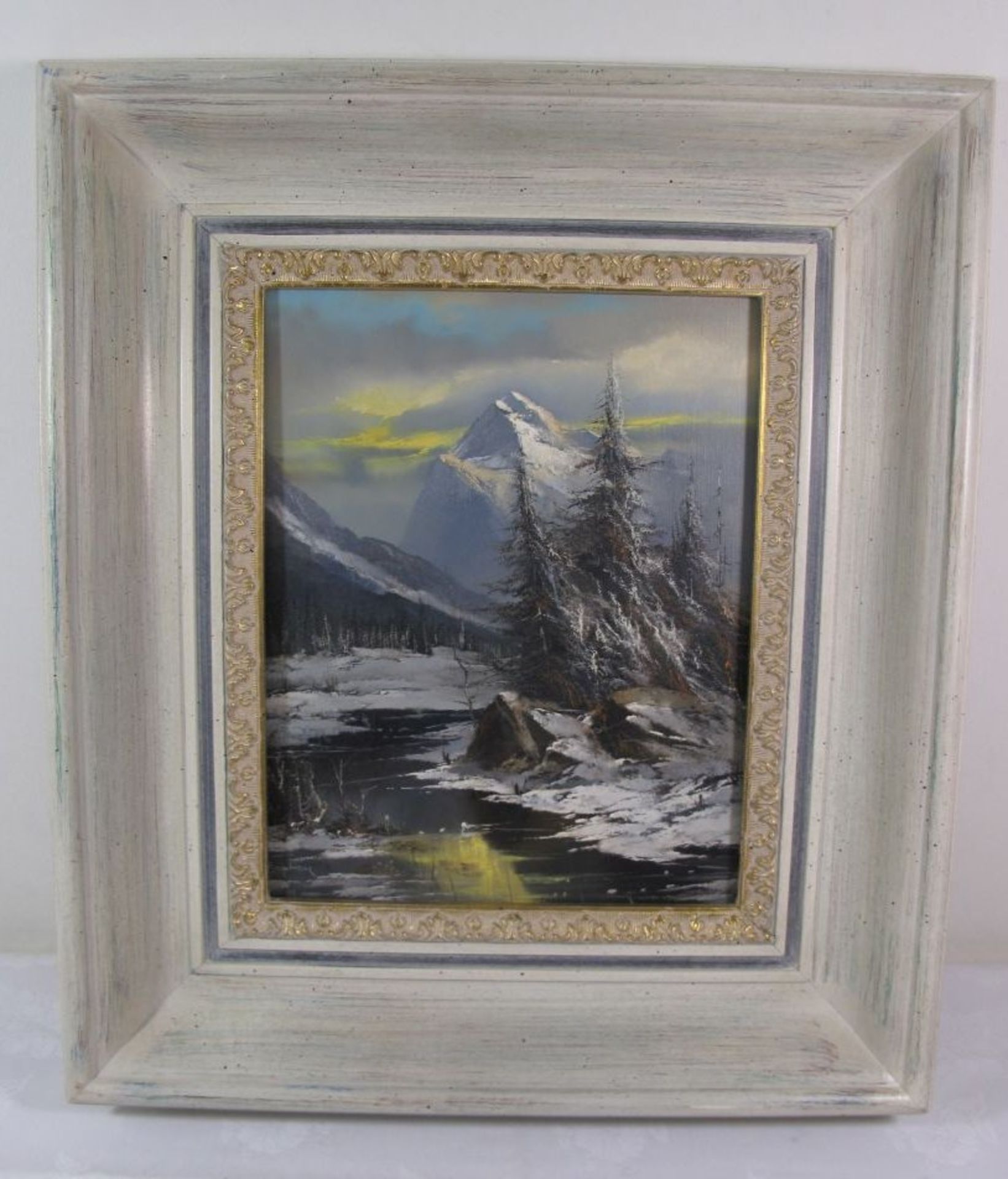 Raphael "Winterlandschaft", Öl/Holz, gut gerahmt, RG 47,5 x 42cm. - Bild 3 aus 3