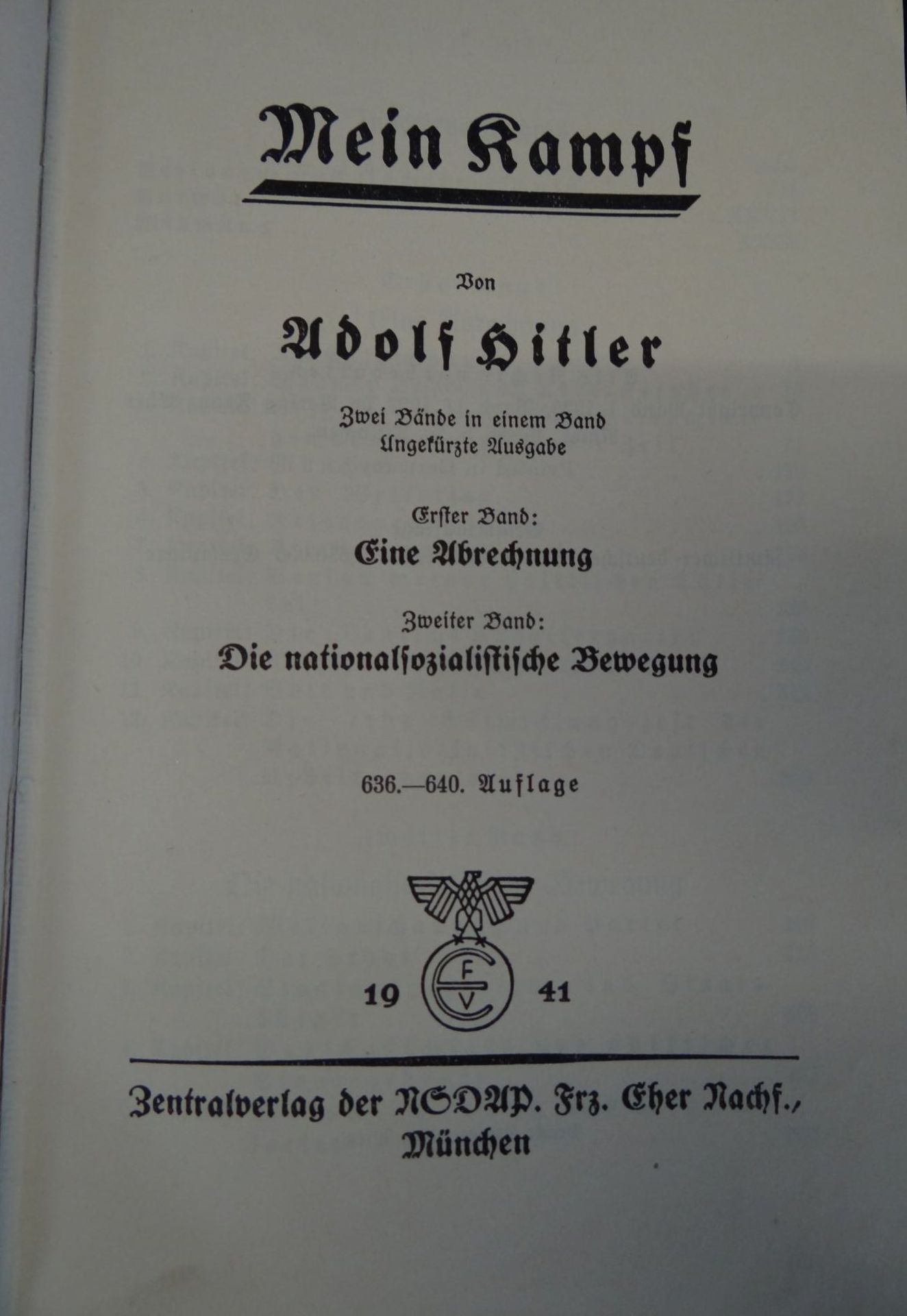 Adolf Hitler "Mein Kampf" Hochzeitsausgabe 1941, neuwertig im Schuber - Bild 4 aus 4