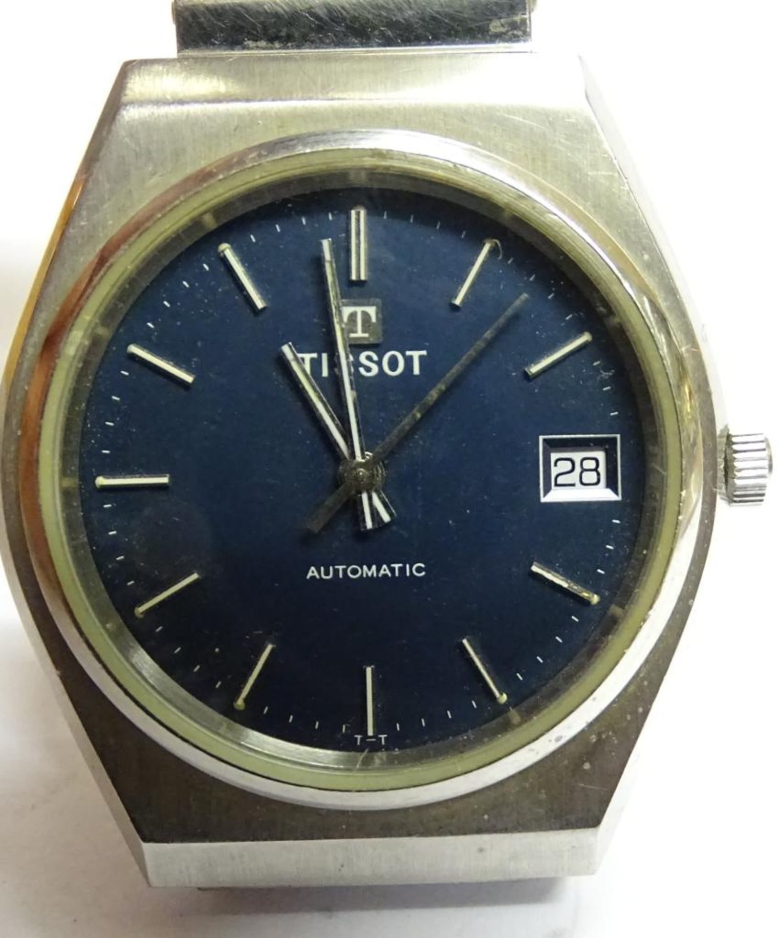 Armbanduhr "Tissot-Seastar",automatik,Werk läuft,Edelstahl,Datumsanzeige,Band beschädi - Bild 2 aus 3