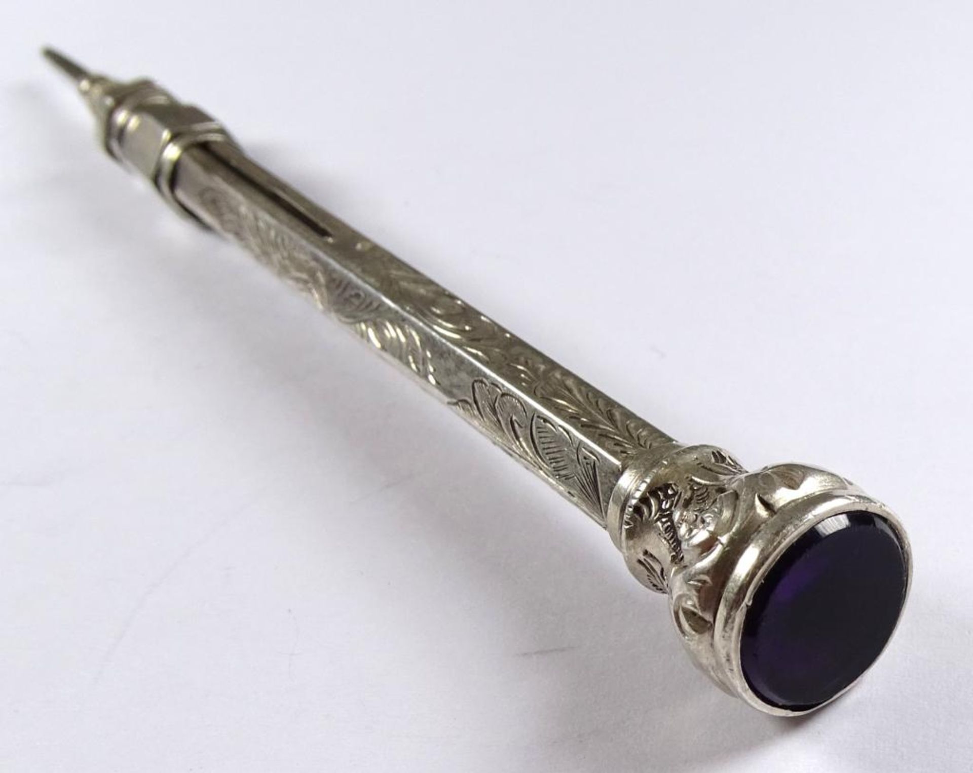 Jugendstil Schreibgerät,Bleistift,Silber,Amethyst,L-9,5c - Bild 2 aus 4