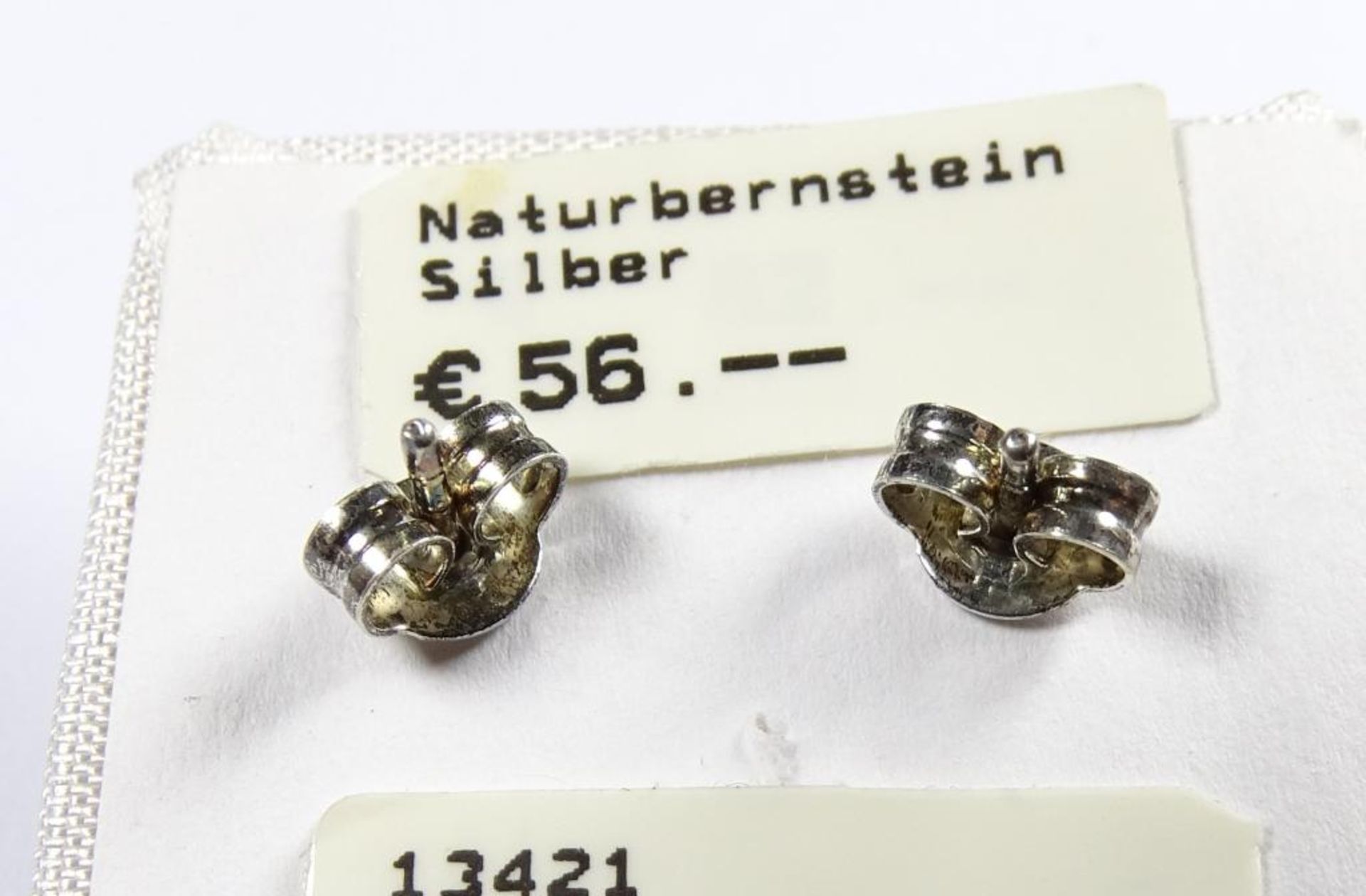 Paar Ohrstecker,Bernsteine,Silber -925-,Neu und ungetragen aus Juweliersauflösun - Bild 3 aus 3