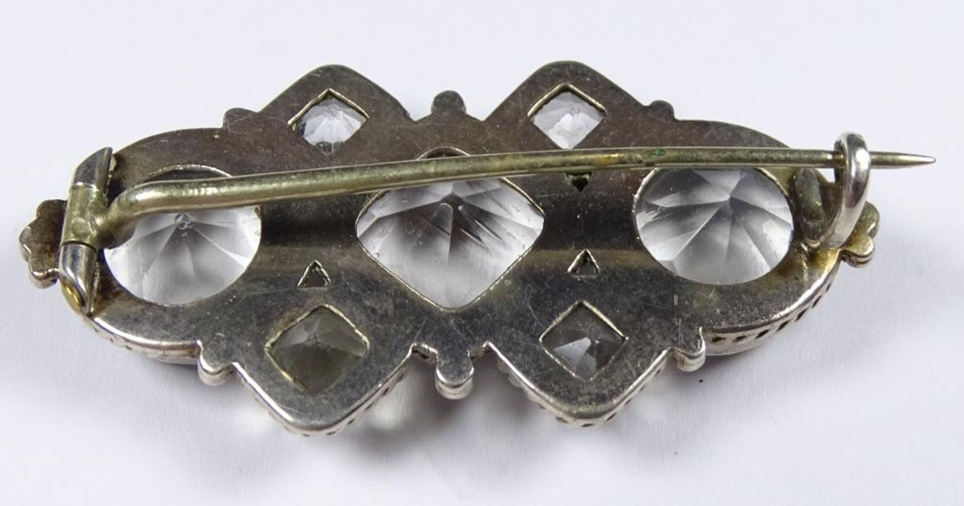 Silberbrosche um 1900 835/000 8,5gr., 4,3x2,15cm - Bild 3 aus 3