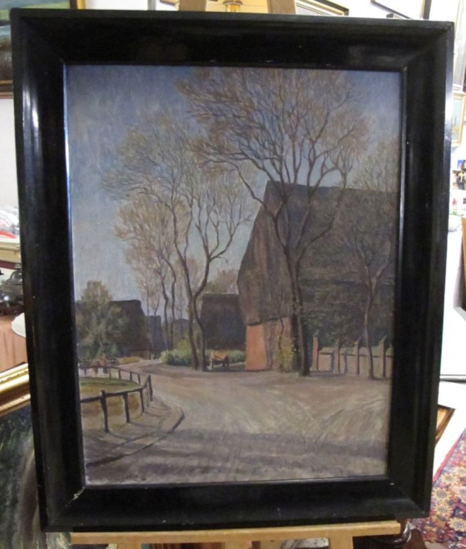 Richard CURDES (1891-1974) "Hauptstrasse in Oxstedt", Öl/Hartfasser, gerahmt, RG 84 x 67cm. - Bild 3 aus 3