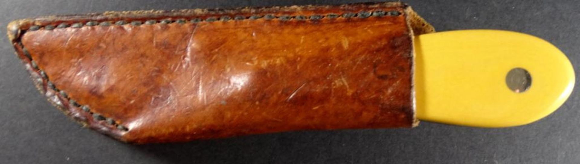 Messer in Lederscheide,sig. "Daryl Hibben",L-18cm, guter Zustand - Bild 2 aus 3