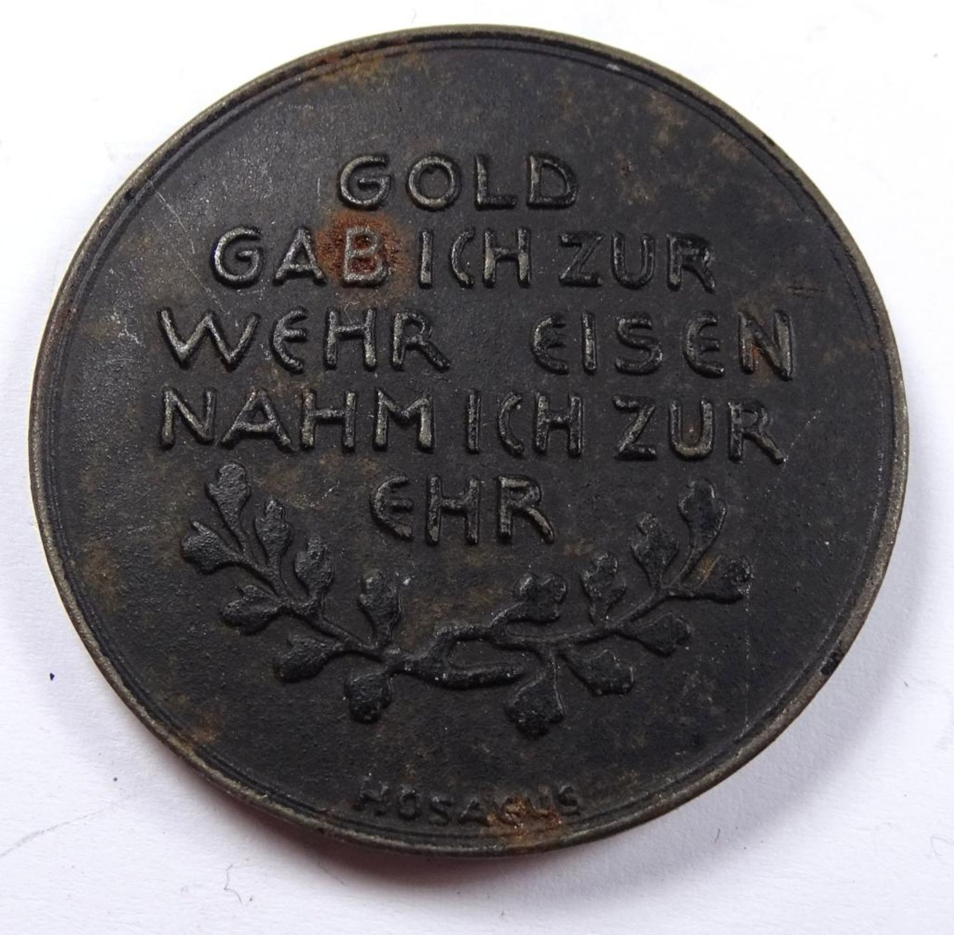 Medaille " In Eiserner Zeit 1916 ""Gold gab ich zur Wehr Eisen nahm ich zur Ehr" - Bild 2 aus 2