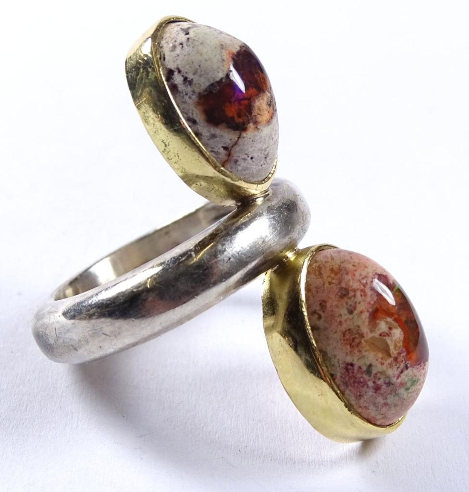 Ring,Silber -925- mit Gold 18K,Opale,L-3,6cm, 14,2gr., RG 58 - Bild 2 aus 5