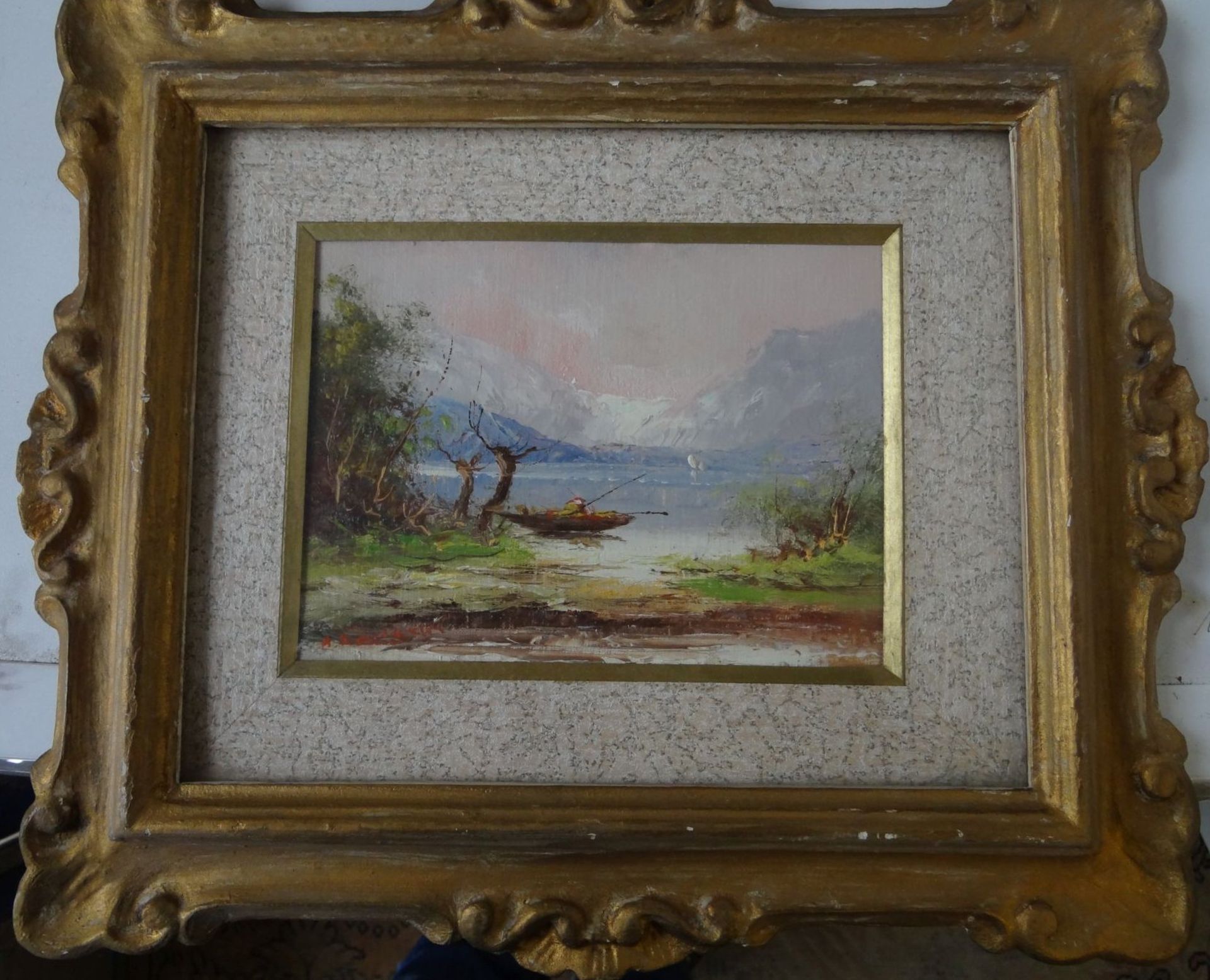 Anton BRIOSCHI (1855-1920) "Fischerboot am Ufer" Öl/Platte, ger/Glas, RG 30x35 c