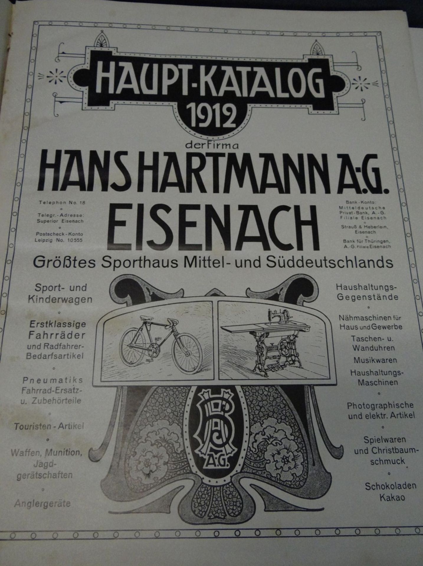 Katalog "Superior Fahrräder 1912-Hans Hartmann Hauptkatalog", Früher Versandhauskatalog mit - Bild 2 aus 9