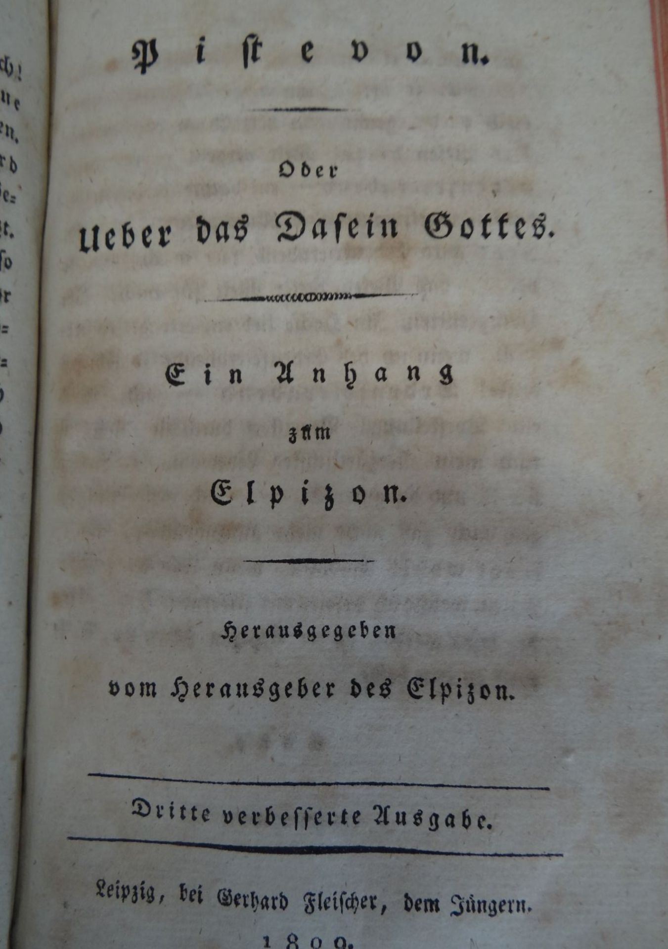 Christian Friedrich Sintenis "Elpizon" 1803 nebst div,. Anhängen, 4 Bände in 2 Büchern, 1803-1809, - Bild 4 aus 7