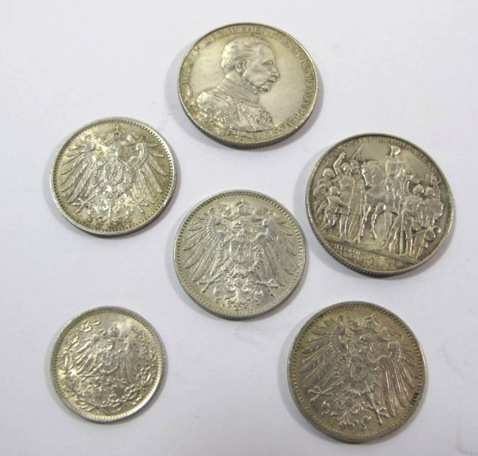 6x Münzen "Deutsches Reich", ab 1907 - 191