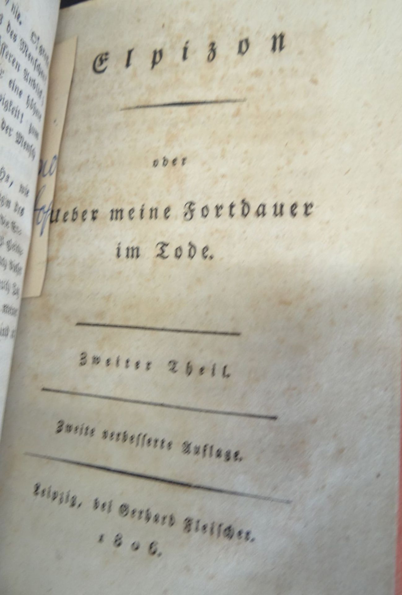 Christian Friedrich Sintenis "Elpizon" 1803 nebst div,. Anhängen, 4 Bände in 2 Büchern, 1803-1809, - Bild 6 aus 7
