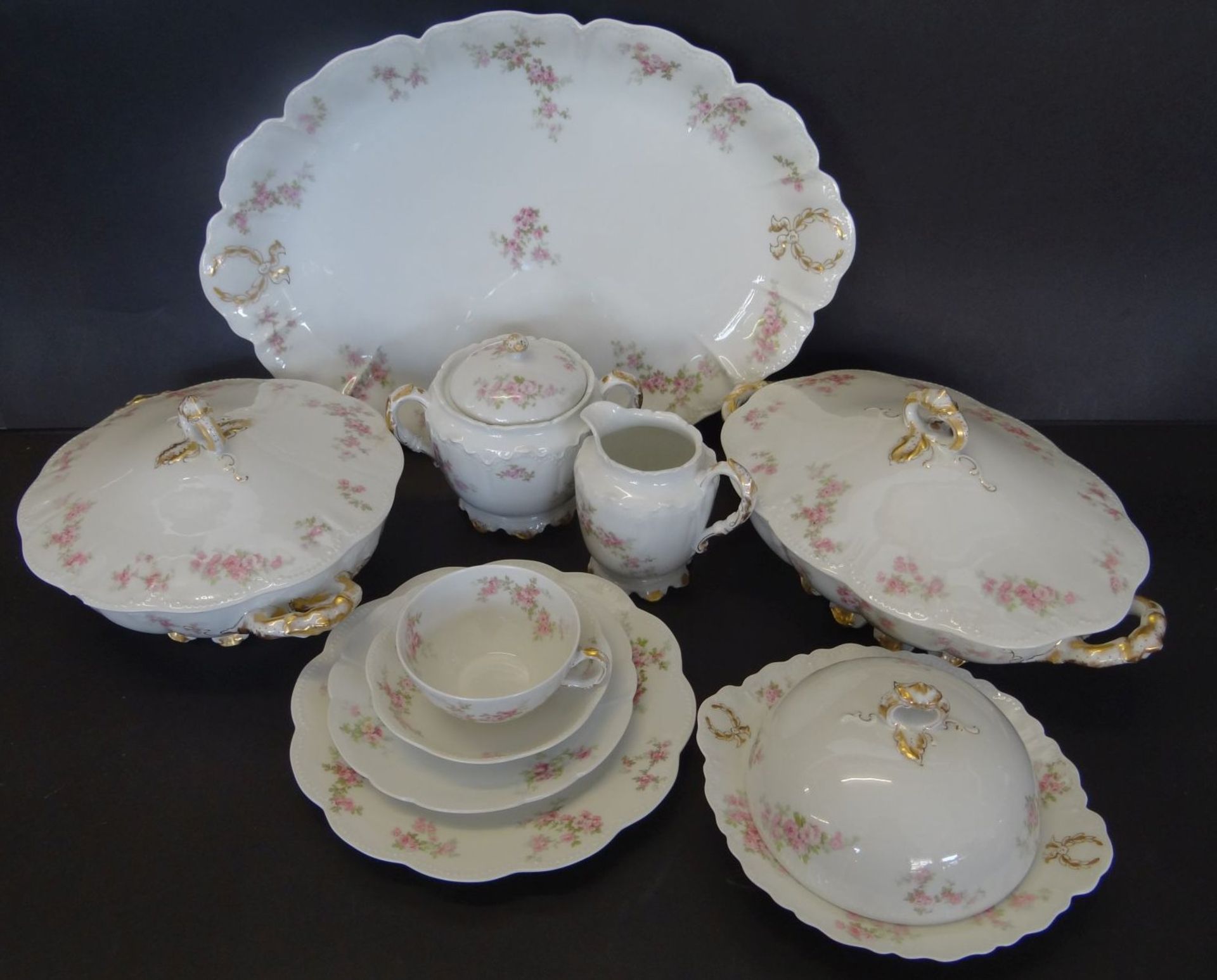 Speise-und Kaffeeservice "Haviland-Limoges" um 1890, zus. 57 Teile, alle in Ordnung, anbei 5 - Bild 4 aus 5