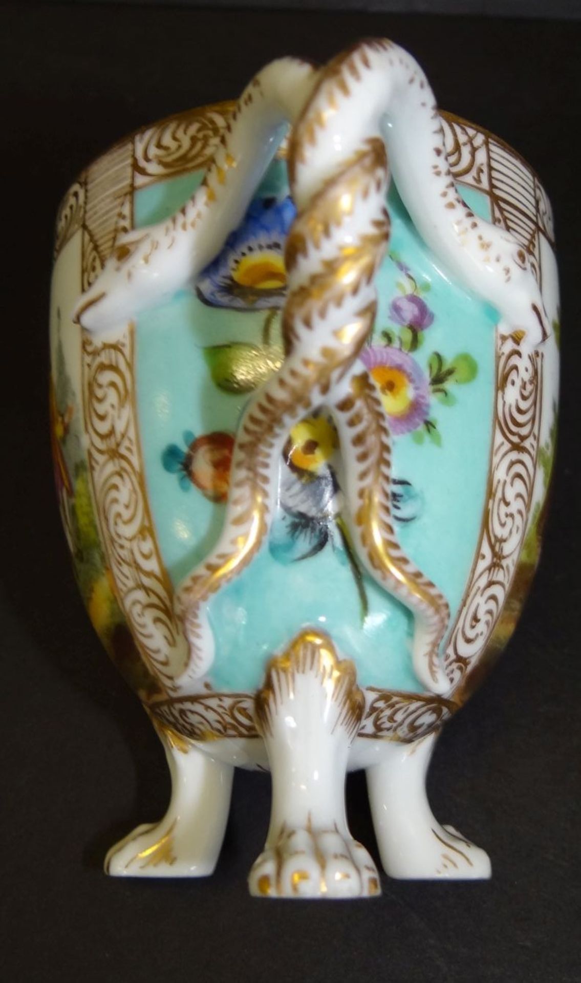 Tasse mit U.T. "Meissen" Blumen und Parkszenen, Untertasse Knaufschwerter, durchschliffen, D-15,5 - Bild 8 aus 9