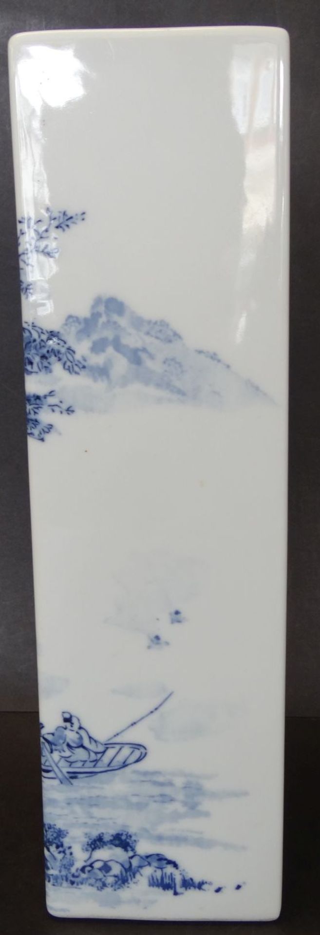 hoher Pinselhalter, China, Blaumalerei, Haarriss und kl. Chip oben am Rand, H-30 cm, 8x8 cm - Bild 2 aus 4