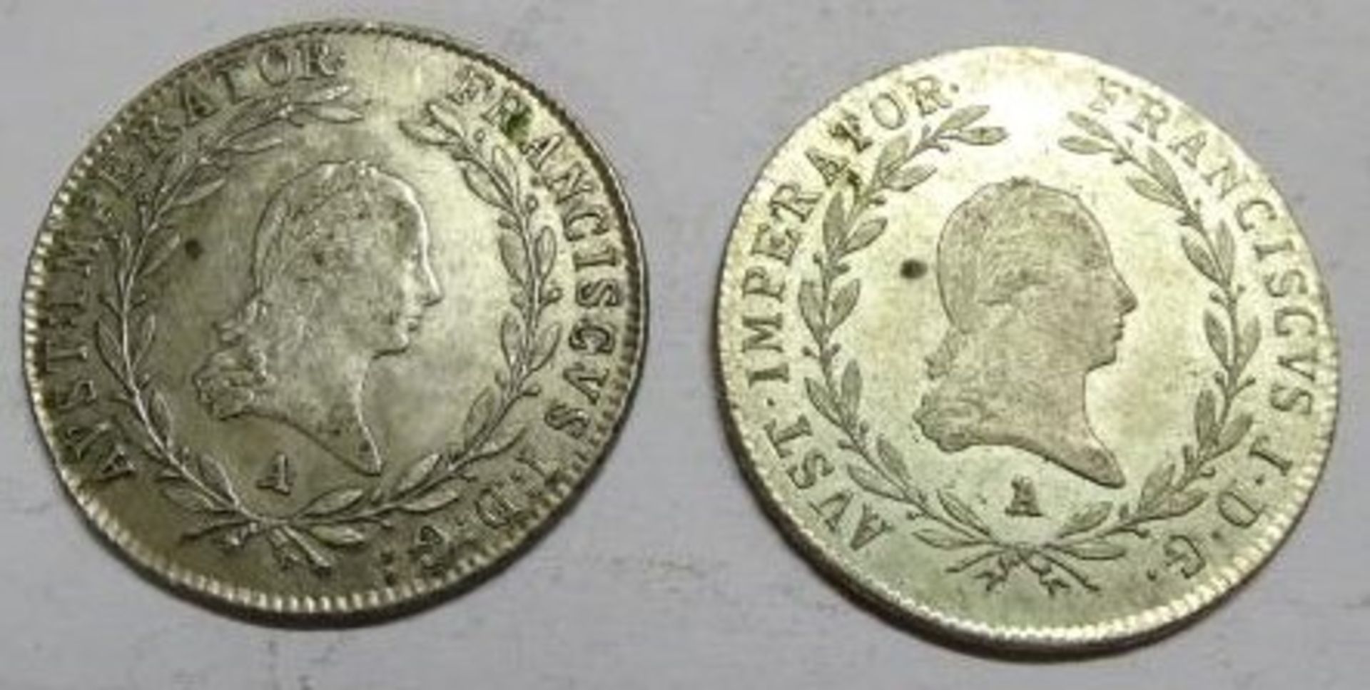 2 Silbermünzen, 1815, 1818 in Stempelglanz - ges. 13,25 gr - Bild 2 aus 2