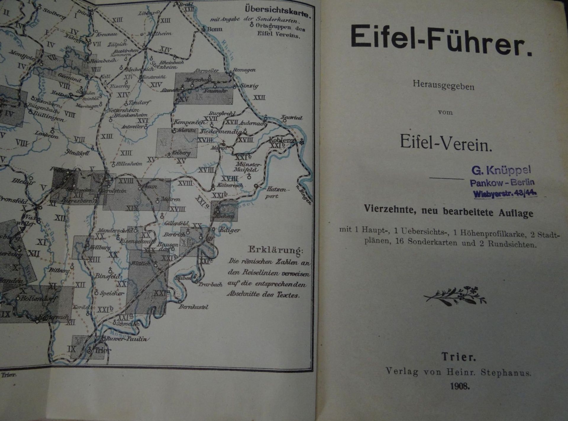 "Eifelführer" 1908, Hg. der Vorstand des Eifelvereins, komplett mit Karten, gut erhalte - Bild 2 aus 4