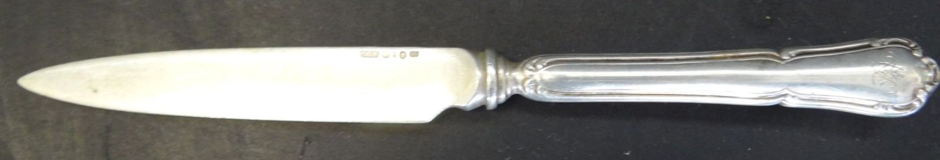 4x Obstmesser, Silber, Schweden,, L-17 cm, zus. 133 gr., Ziermonogramm - Bild 2 aus 3