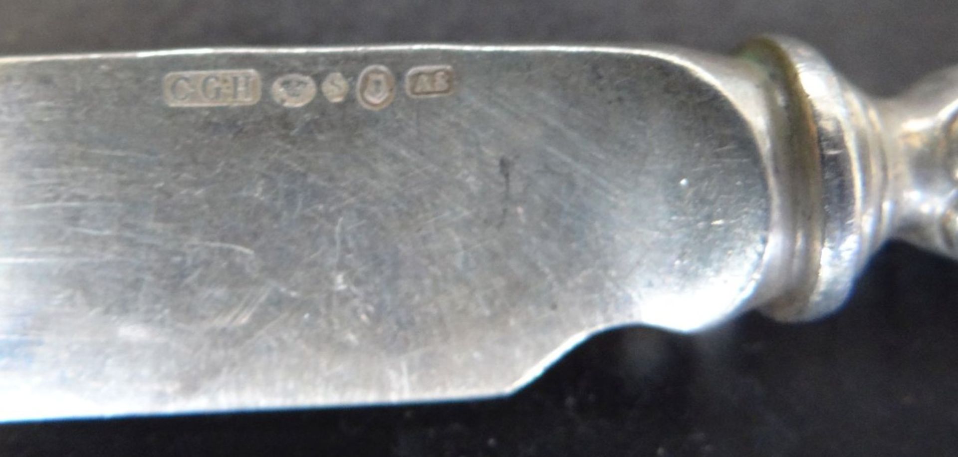 4x Obstmesser, Silber, Schweden,, L-17 cm, zus. 133 gr., Ziermonogramm - Bild 3 aus 3