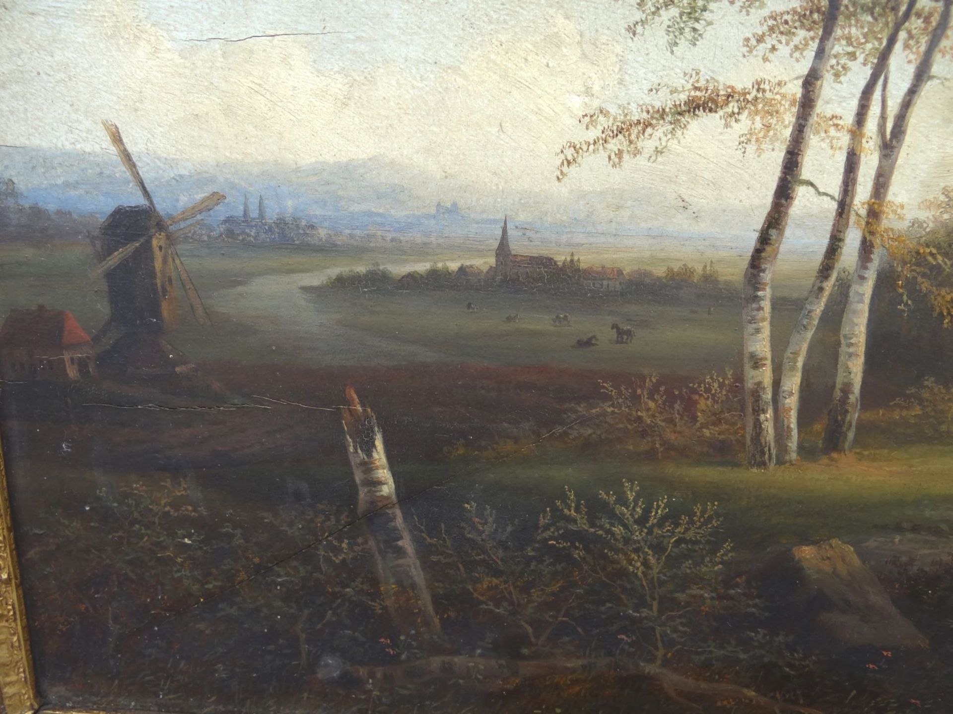 Joseph Antonio HEKKING (Attrib.) (1830-c.1903) "Waldweg mit Figuren, im Hintergrund Kirche und - Bild 4 aus 7
