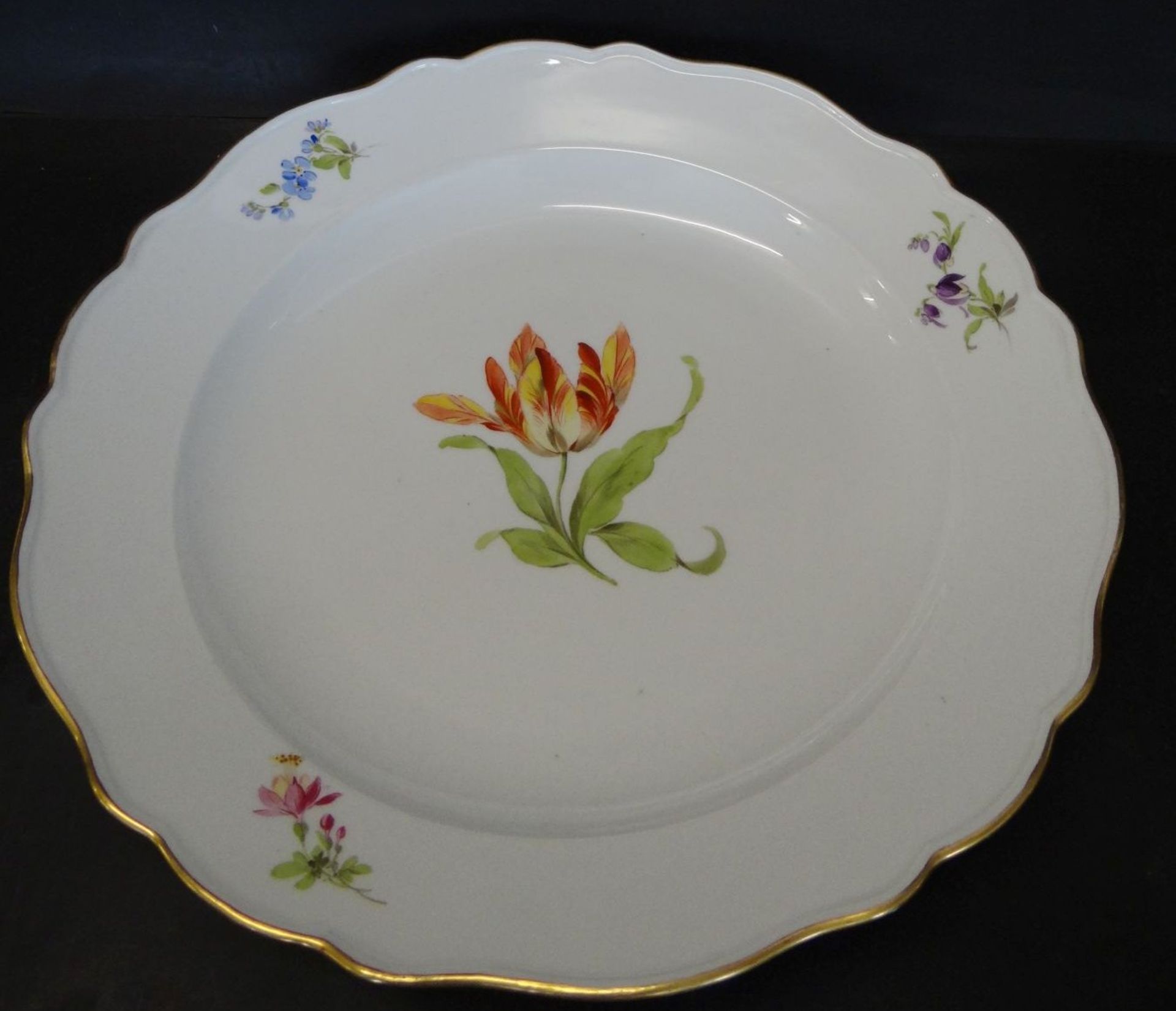 grosse runde Platte "Meissen" Blumenmalerei, D-35 cm, 1.Wahl - Bild 2 aus 4