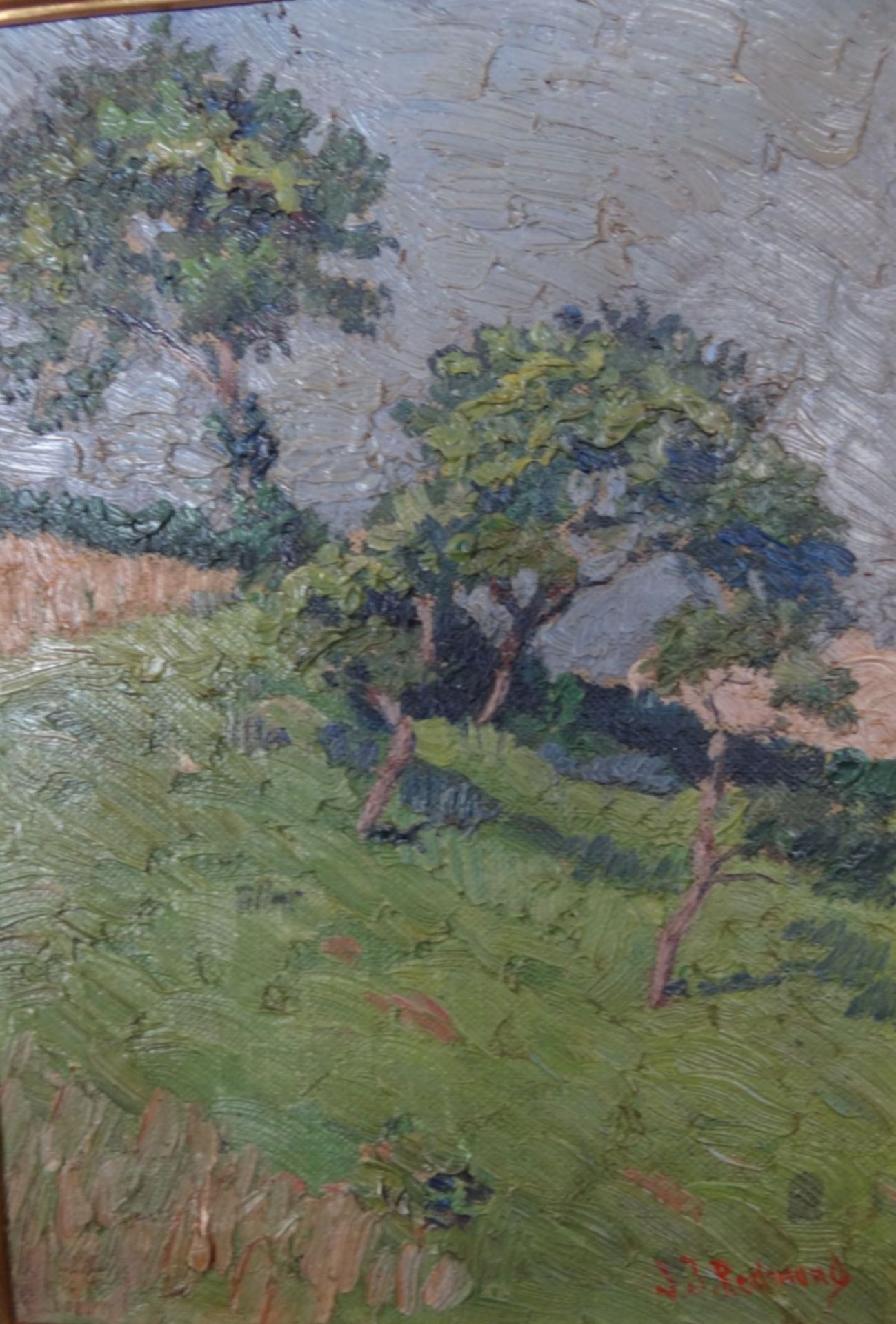 John J. REDMOND (1856-1929) "Bäume am Hang", Öl/Malfaser, gerahmt, RG 28x20