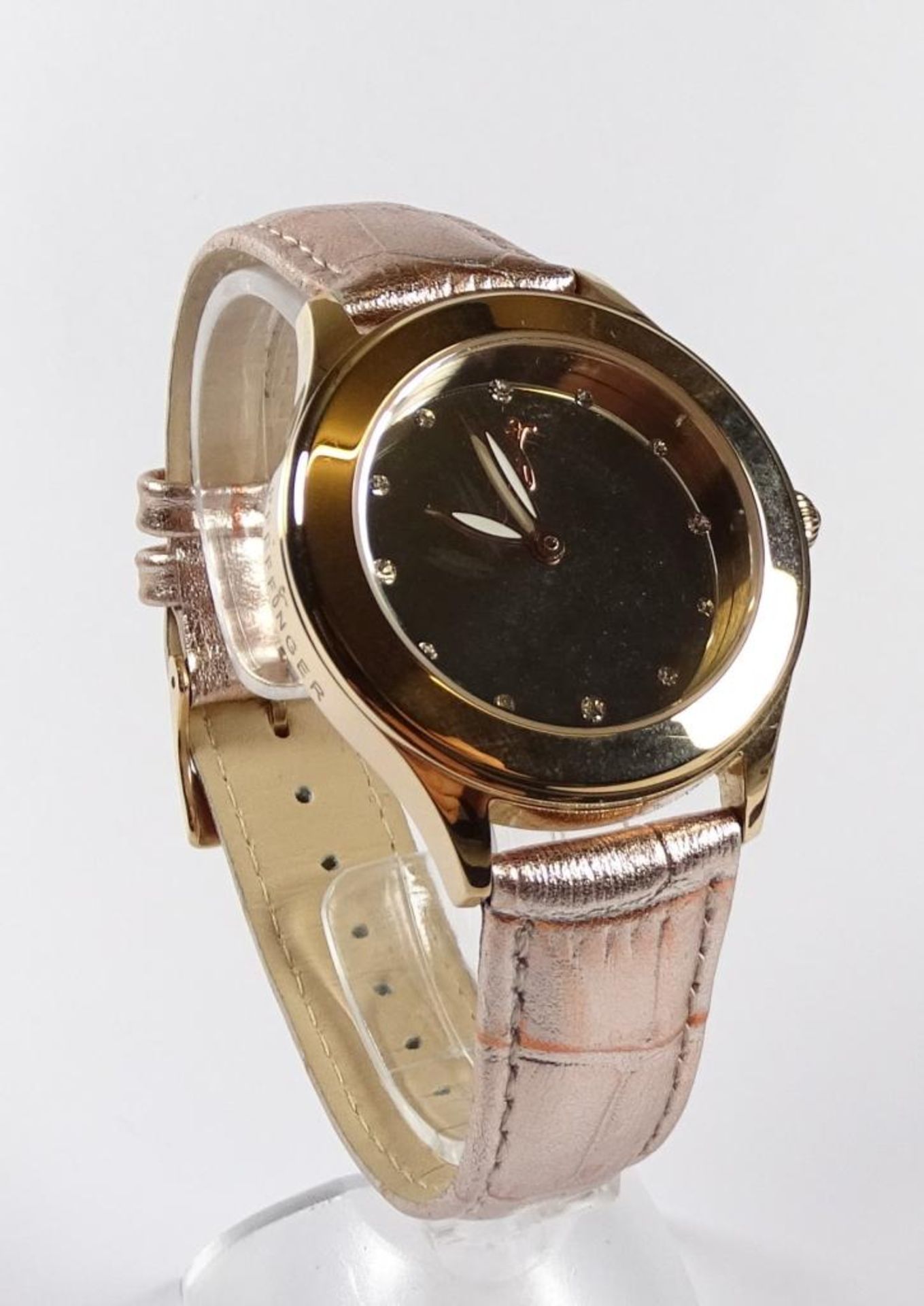 Damen Armbanduhr Pfeffinger, Edelstahl,rosé vergoldet,mit Lederarmband und Dornschließe,Quartzwerk, - Bild 2 aus 4