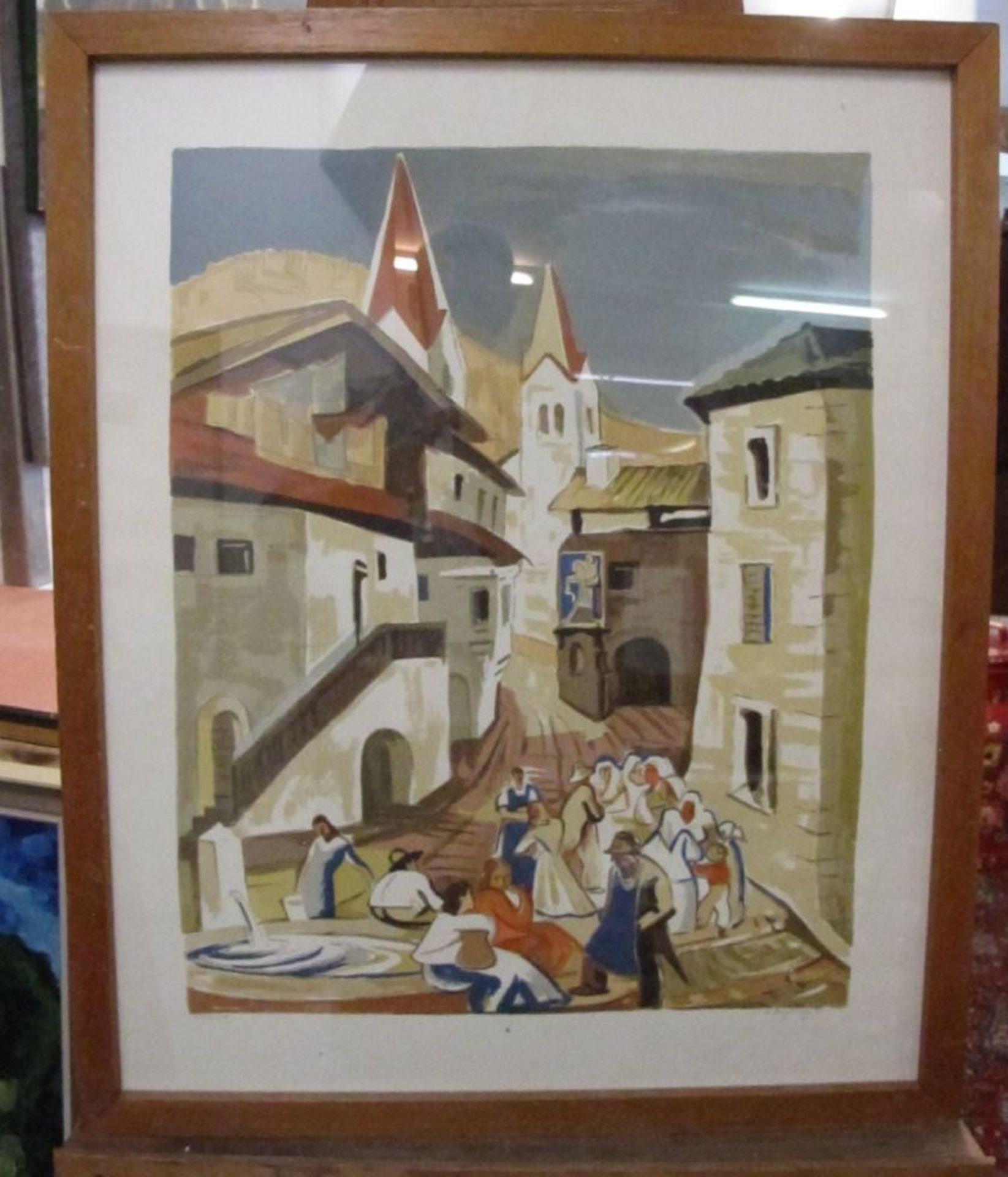 Rudolf HENGSTENBERG (1894-1974) "Dorf in Südtirol", Lithographie, datiert (19)57, betitelt - Bild 3 aus 3