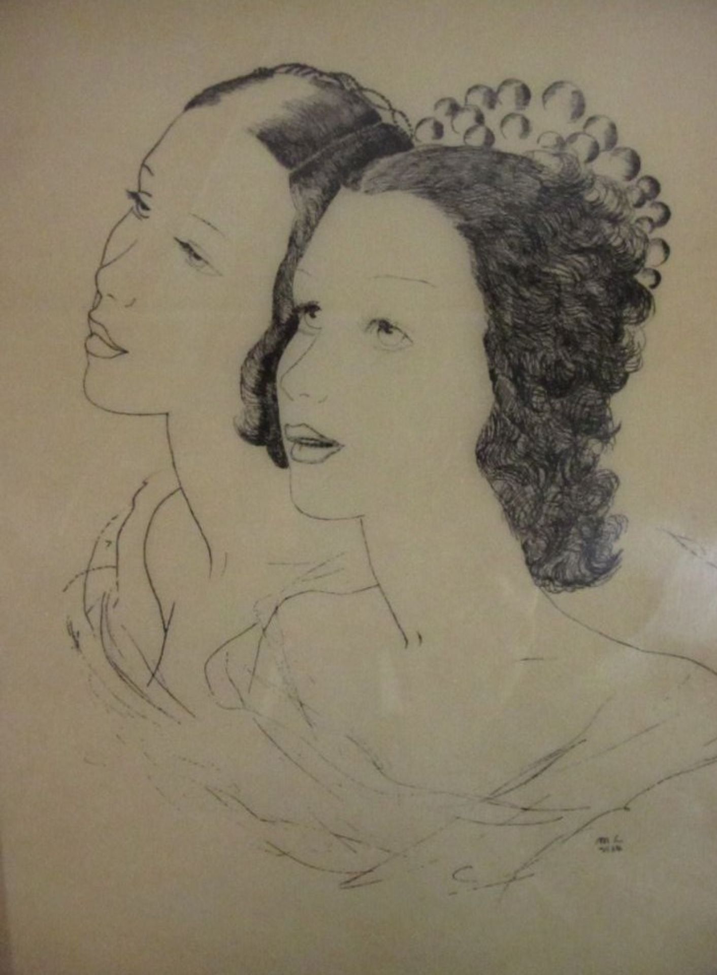 doppel Portrait wohl Zeichnung/Skizze, monogrammiert M.L. 1934 (Max LIEBERMANN (Attrib.) (1847-