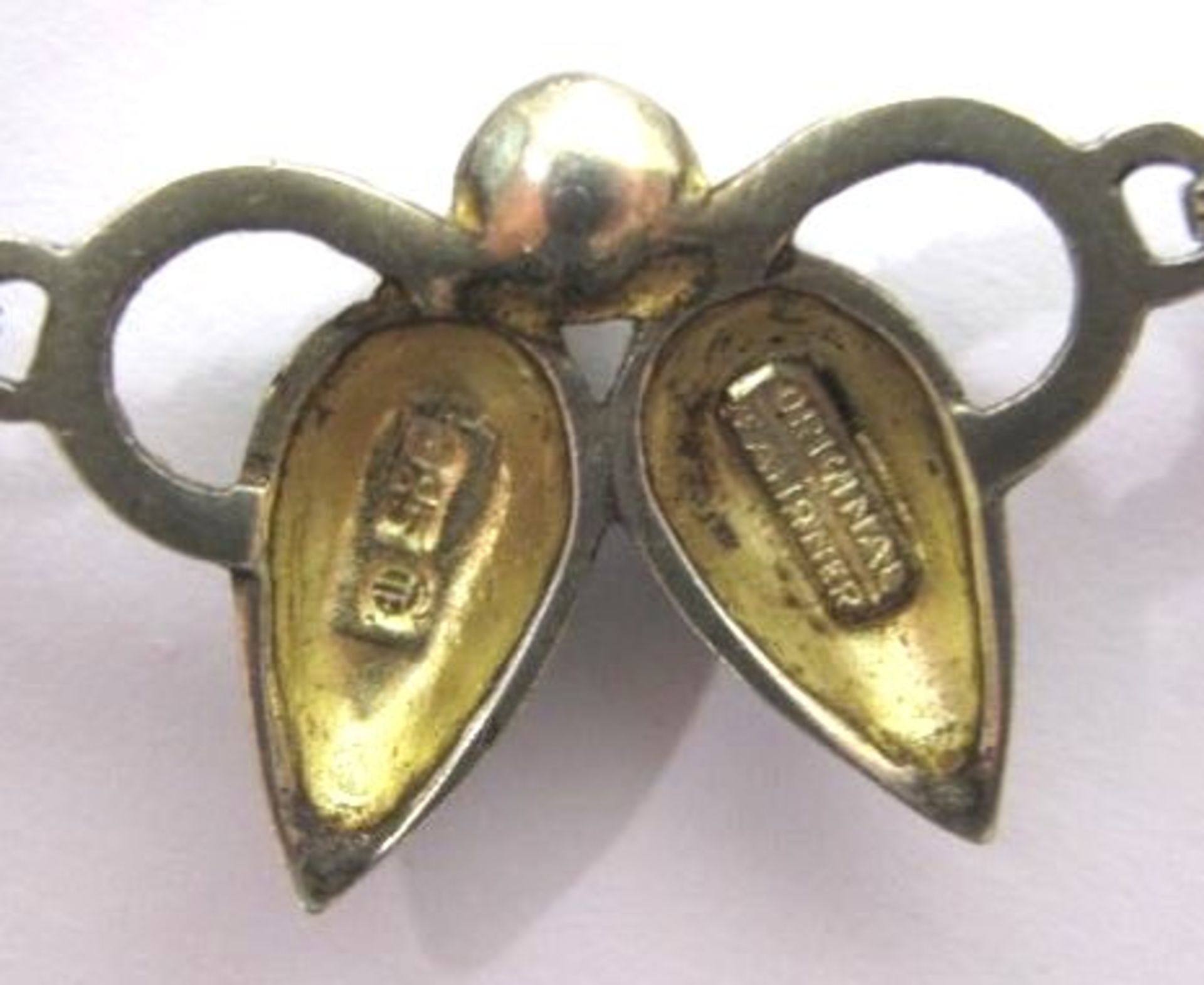 Collier "Original Fahner", 925er Silber vergoldet, Markasiten u. Perlenbesatz, älter, 23,3g, L- - Bild 3 aus 3