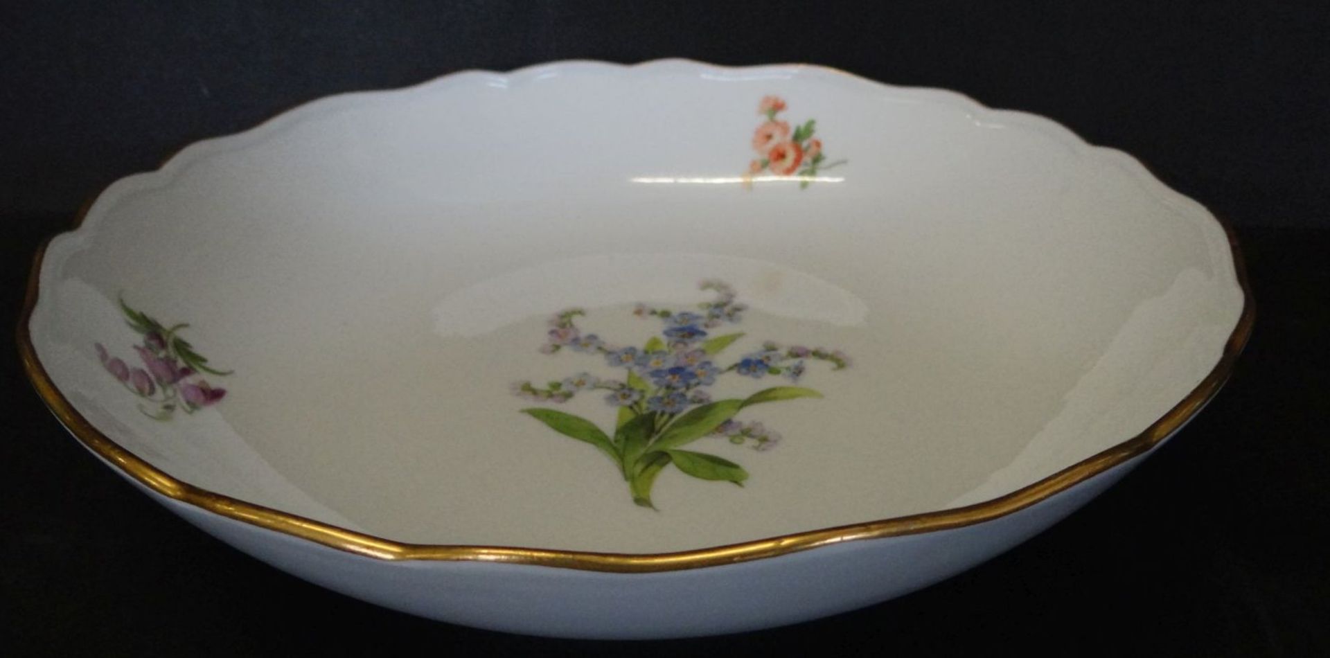 grosse runde Schale "Meissen" Blumenmalerei, H-5,5 cm, D-25 cm, 1.Wahl - Bild 5 aus 5