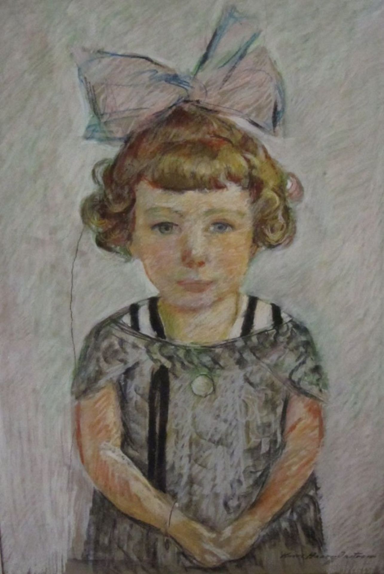 Kurt HAASE-JASTROW (1885-1958) "Kinderportrait", Kreide, gerahmt, Blatt leider mit gr. Riss, RG 66,5