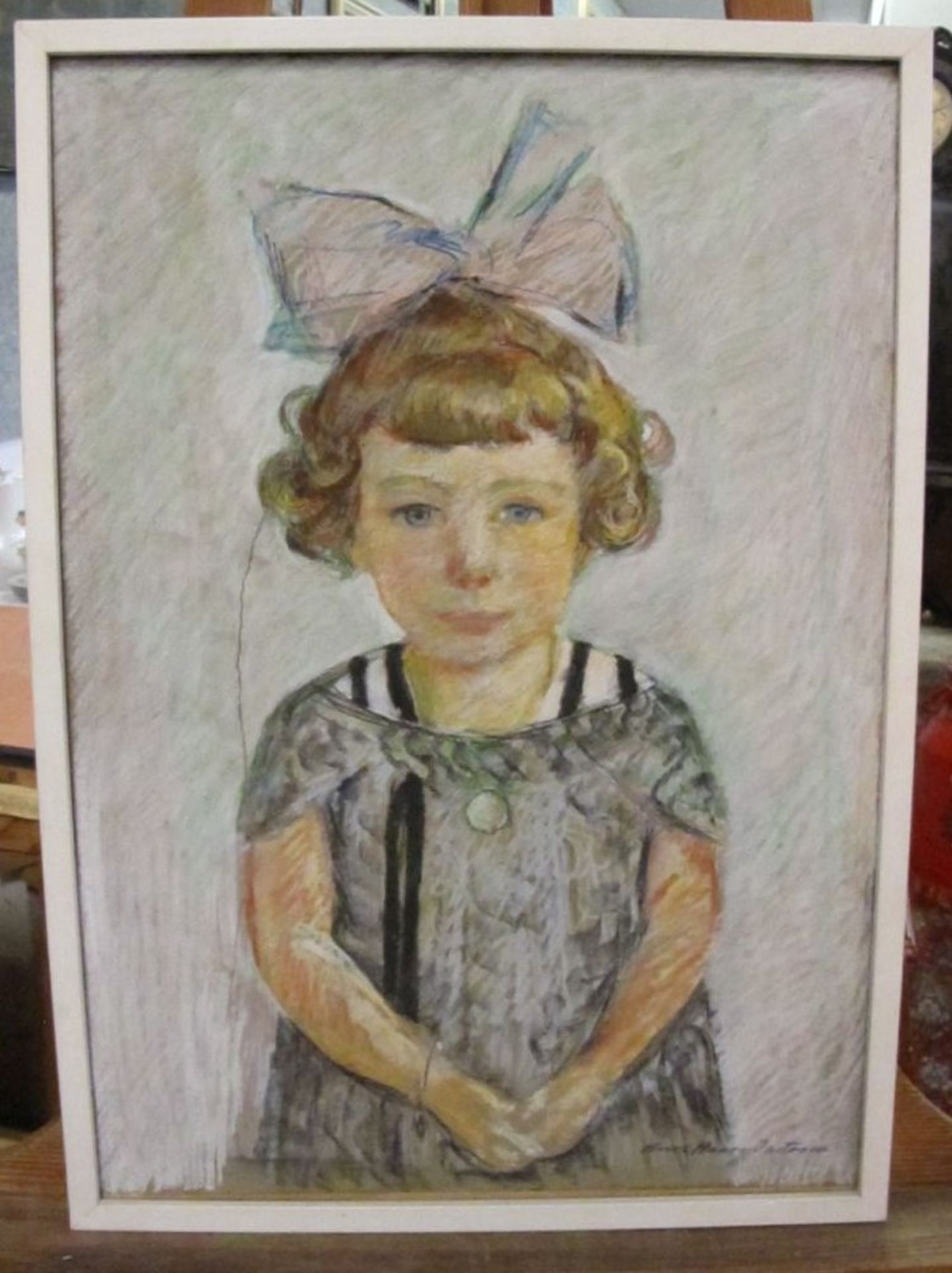 Kurt HAASE-JASTROW (1885-1958) "Kinderportrait", Kreide, gerahmt, Blatt leider mit gr. Riss, RG 66,5 - Bild 4 aus 4