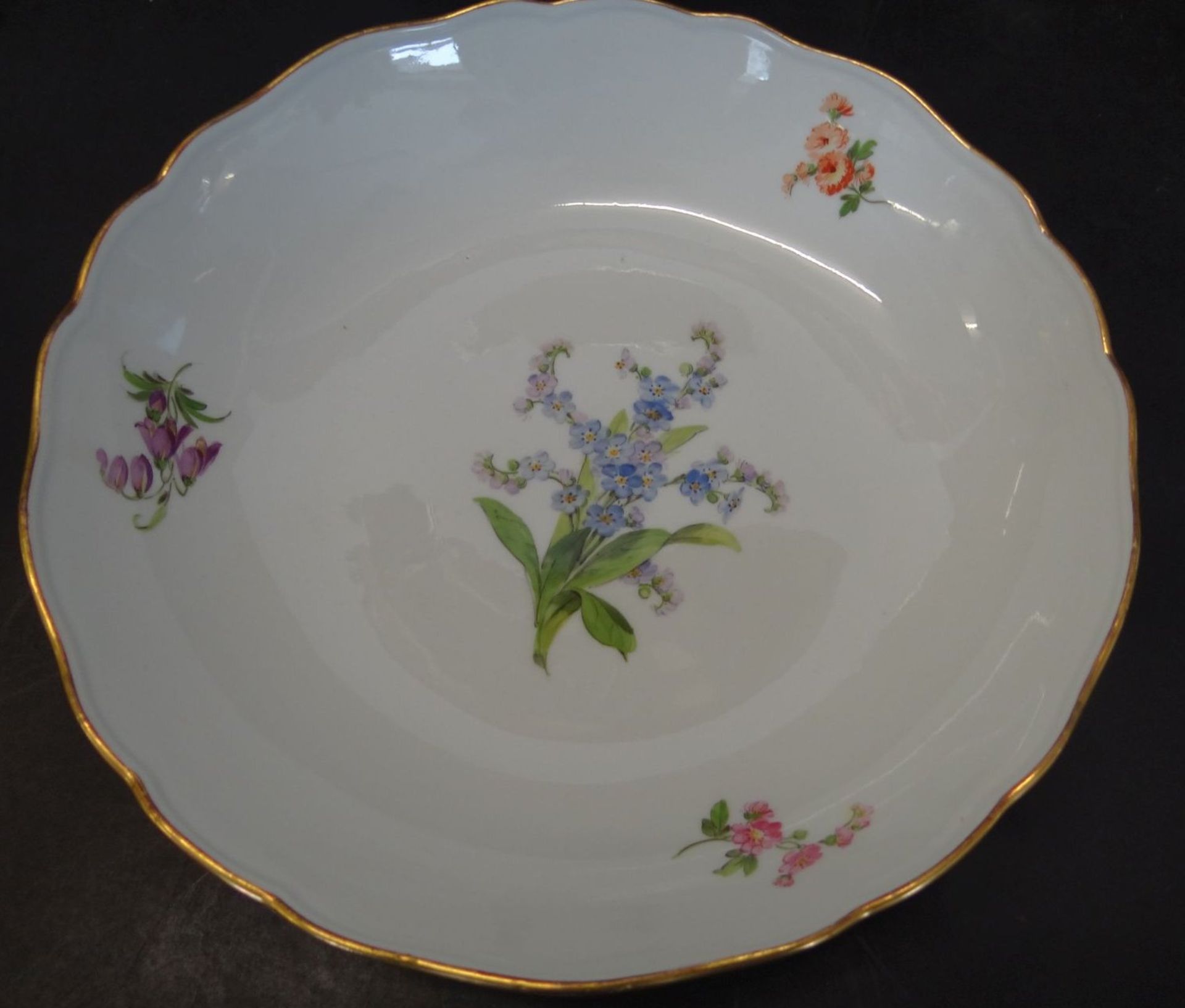 grosse runde Schale "Meissen" Blumenmalerei, H-5,5 cm, D-25 cm, 1.Wahl - Bild 2 aus 5