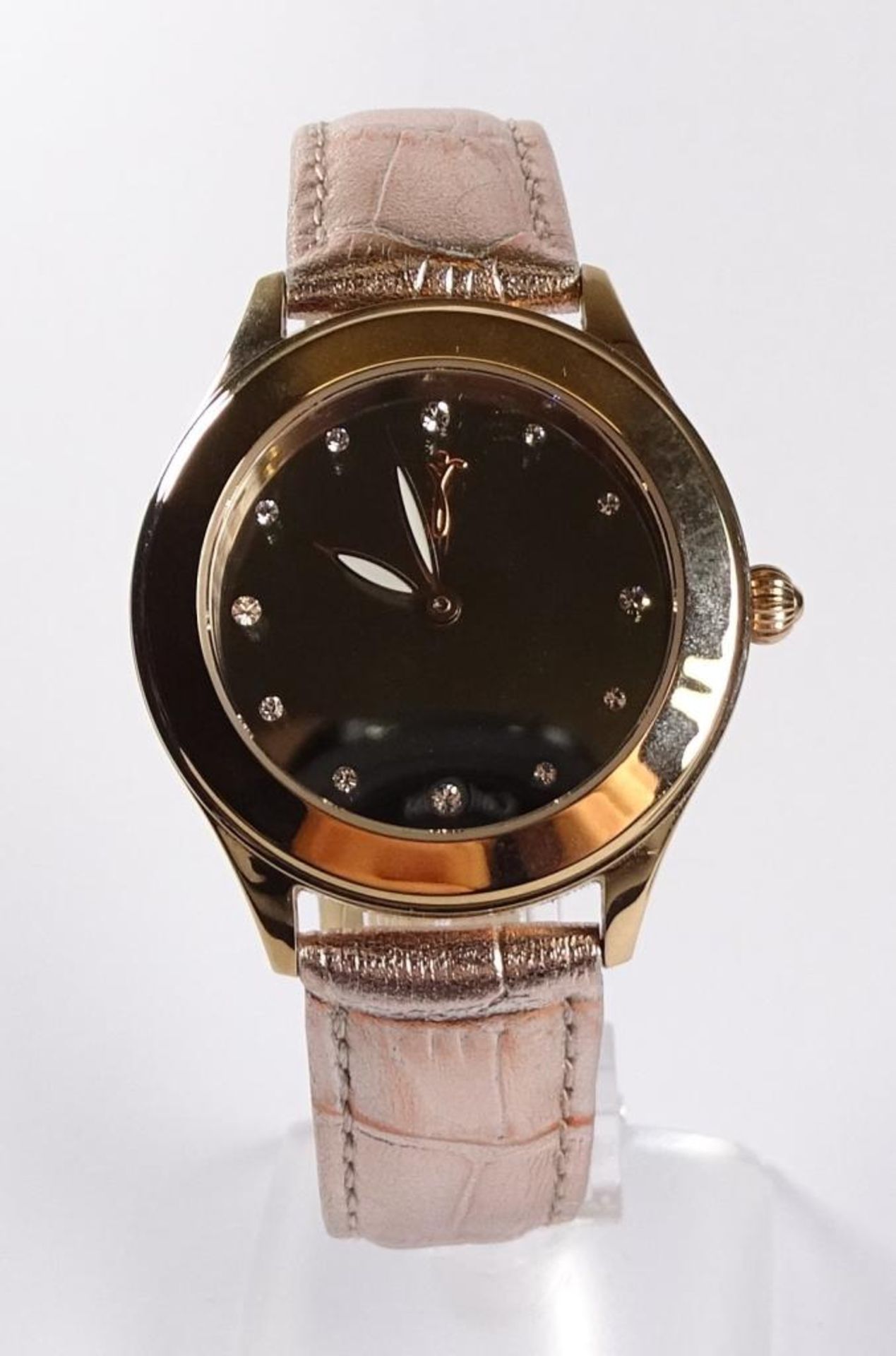 Damen Armbanduhr Pfeffinger, Edelstahl,rosé vergoldet,mit Lederarmband und Dornschließe,Quartzwerk,