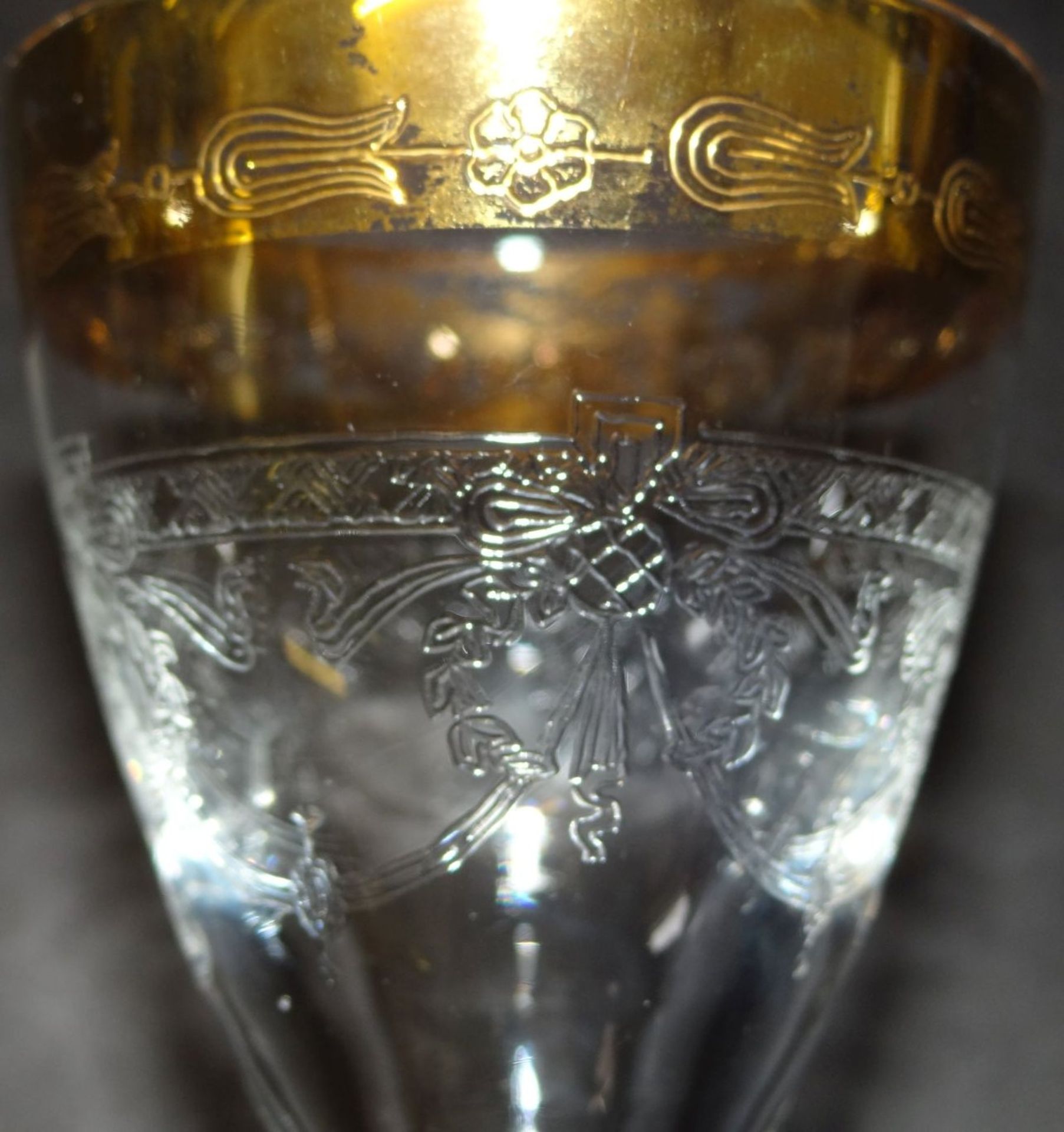 6 Desertweingläser mit breiten Goldrand, H-10 c - Bild 3 aus 4