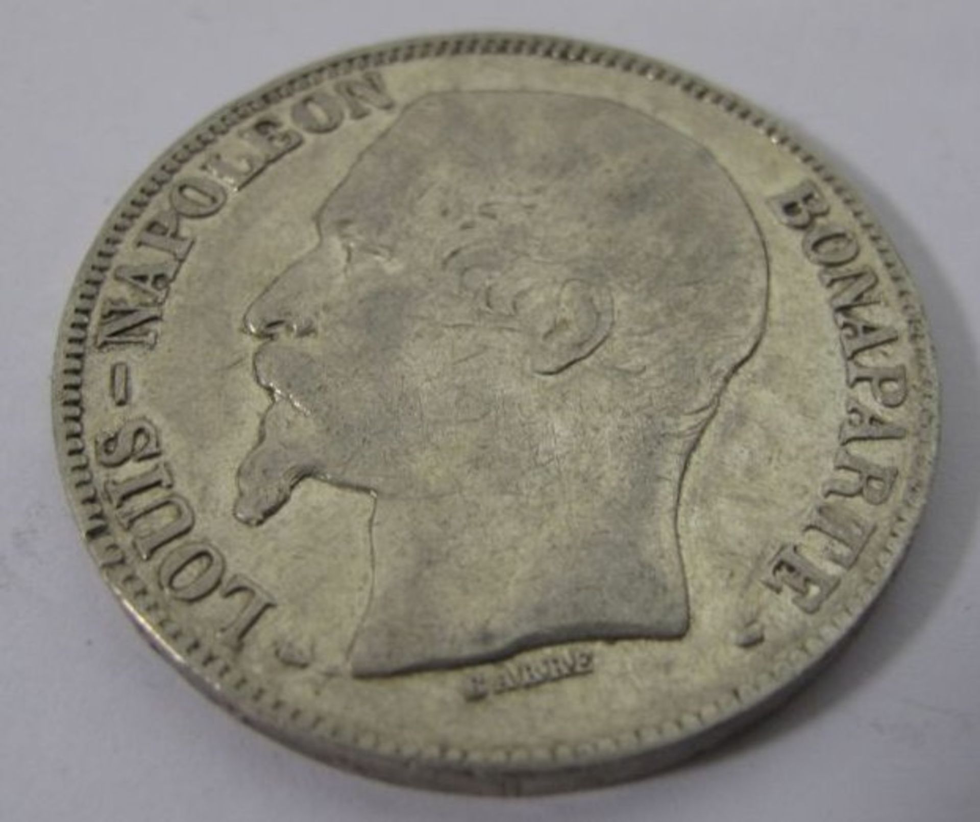 5 Francs 1852 A, Louis Napoleon Bonaparte, Silber, 24,7g, D-3,7cm. - Bild 2 aus 2