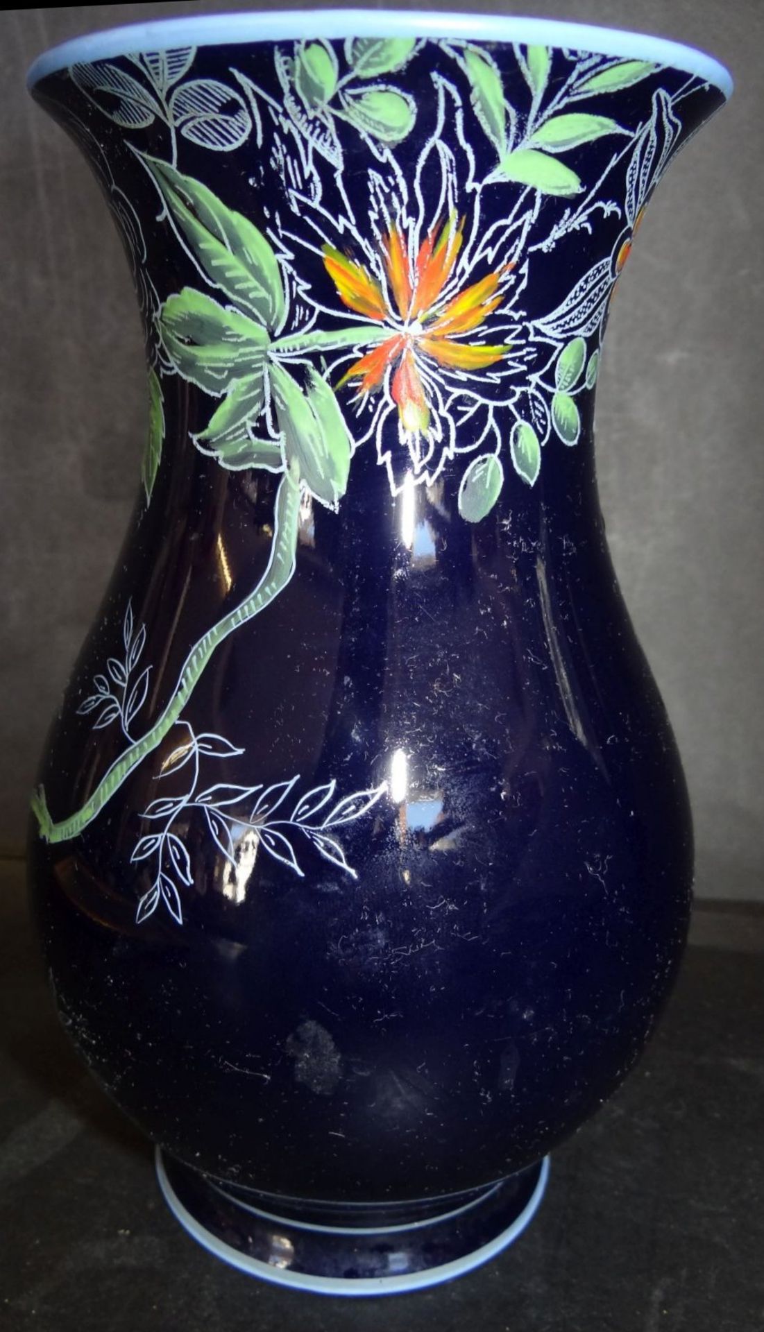 Kobalt-Vase "Ilmenau-Graf Henneberg" , bemalt mit Vögel, H-18 c - Bild 2 aus 3