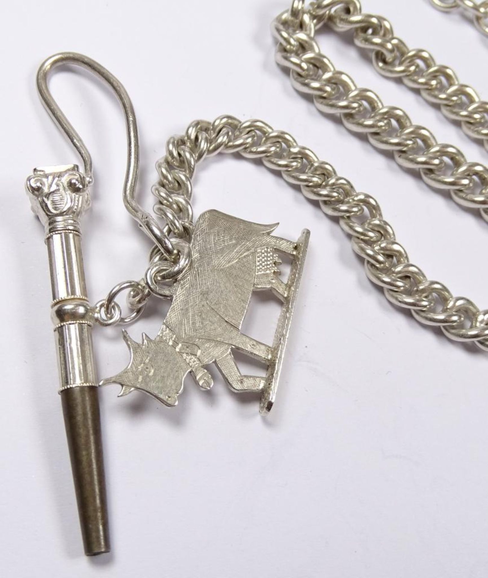 Uhrenkette mit Schlüssel und Anhänger, Silber (geprüft),L-33cm, 45,1 - Bild 2 aus 2