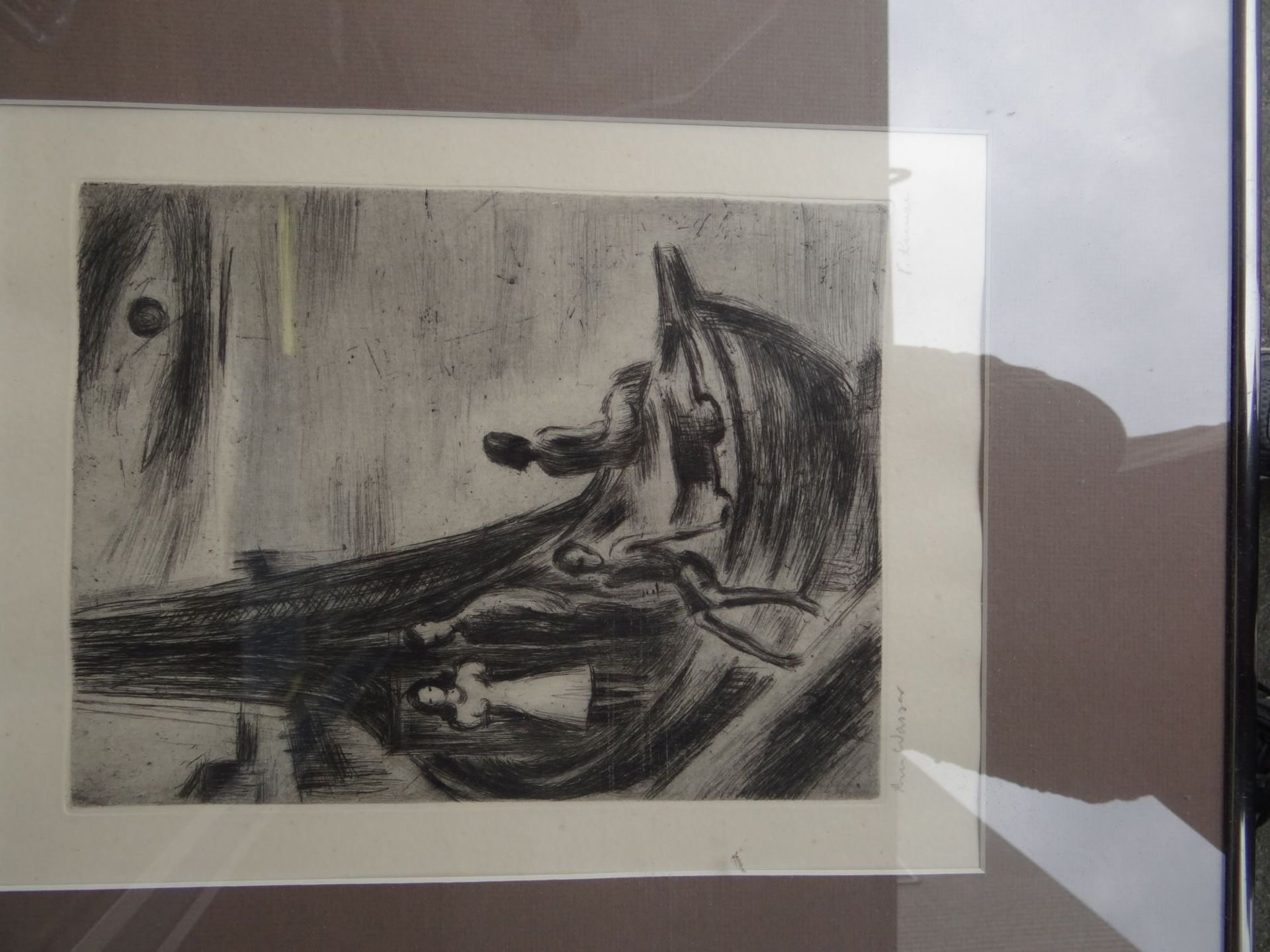 Paul Kunze (1892-1977, Brhv) "Am Wasser" Kaltnadelradierung, ger/Glas, RG 51x41 cm - Bild 4 aus 8