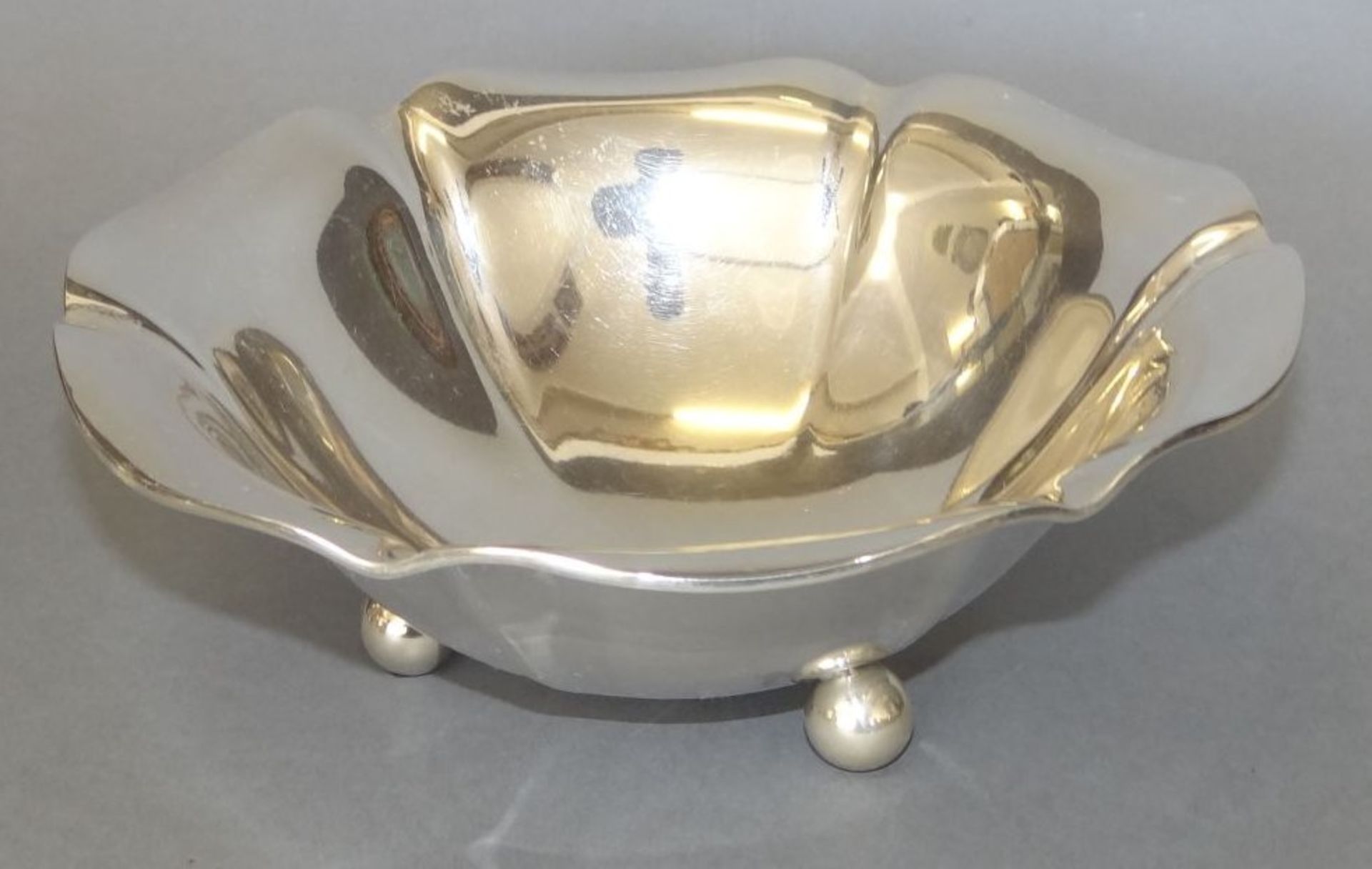 Silber-830- Schale auf drei Füsschen, H-7 cm, D-19,5 cm, 232 g - Bild 4 aus 6