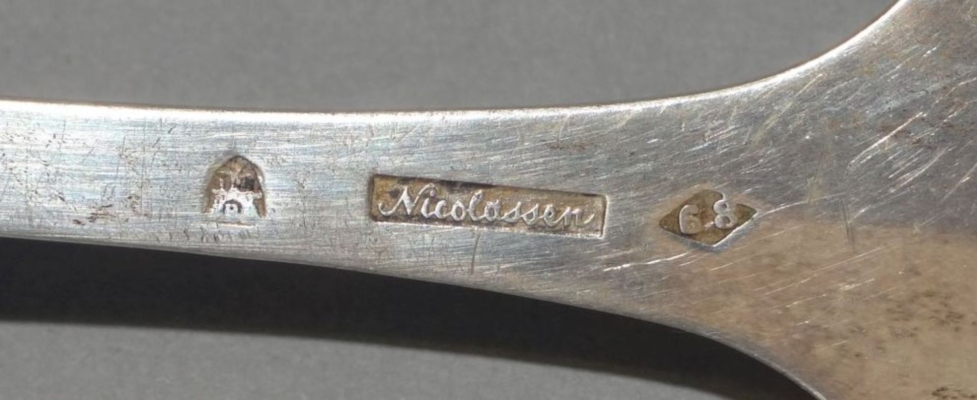 Silber-Streulöffel,Kopenhagen, Meister Nicolassen, L-20 cm, 40 gr - Bild 6 aus 6